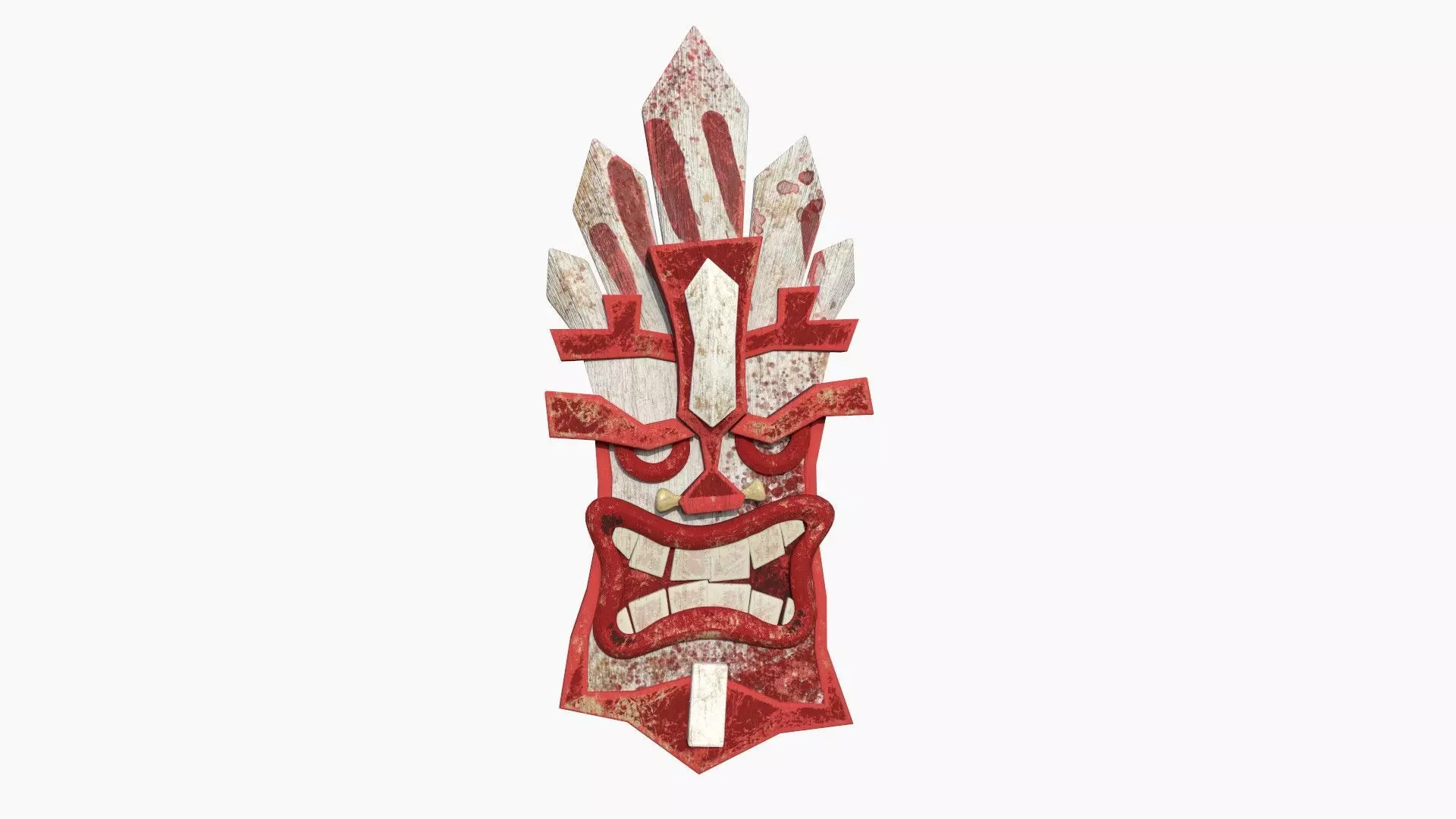 Tribal Mask D05 White Bloody - Costume Character Design Low-poly 3D model_0
