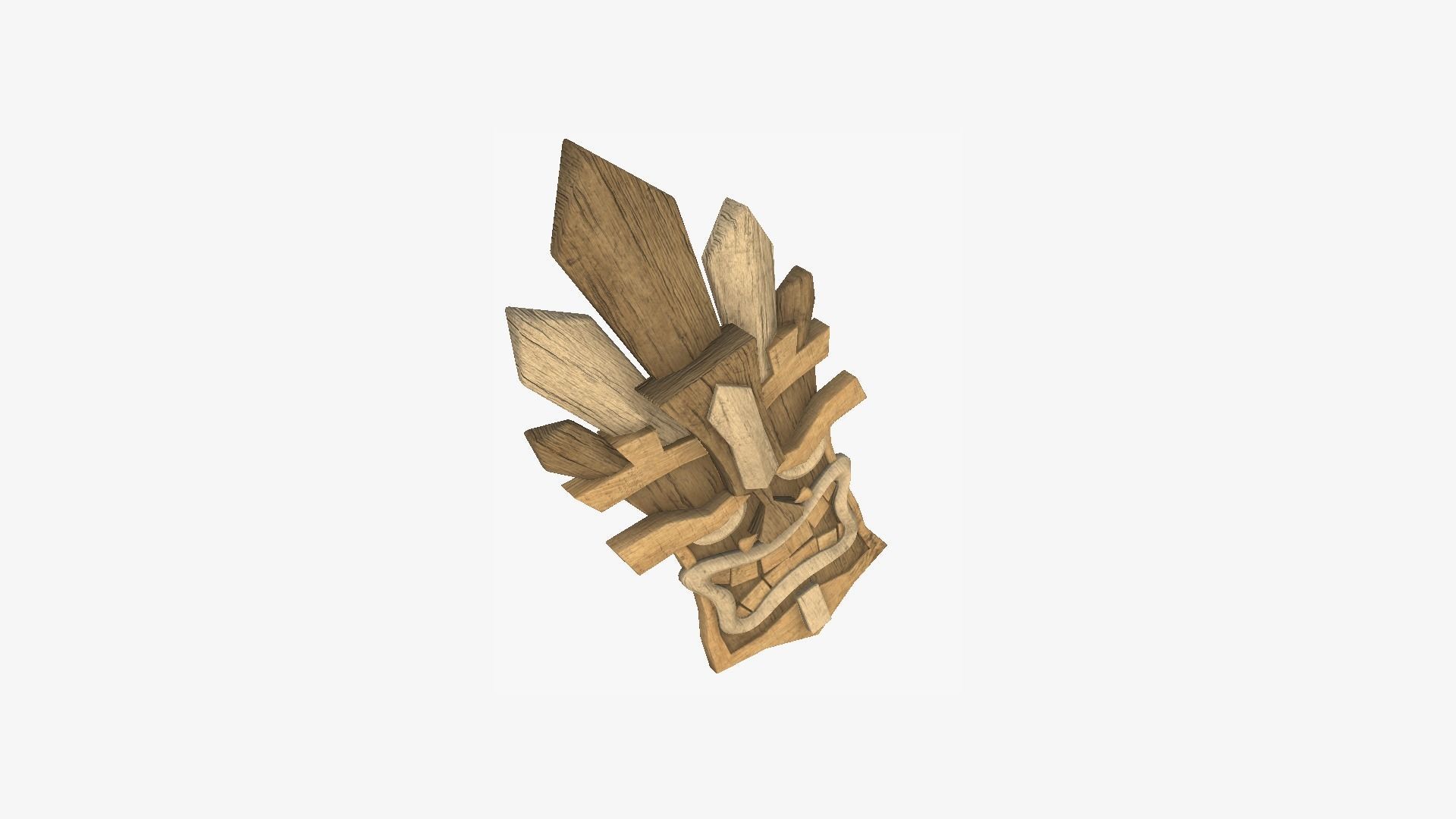 Tribal Mask D06 Full Wood - Costume Character Design Low-poly 3D model_3