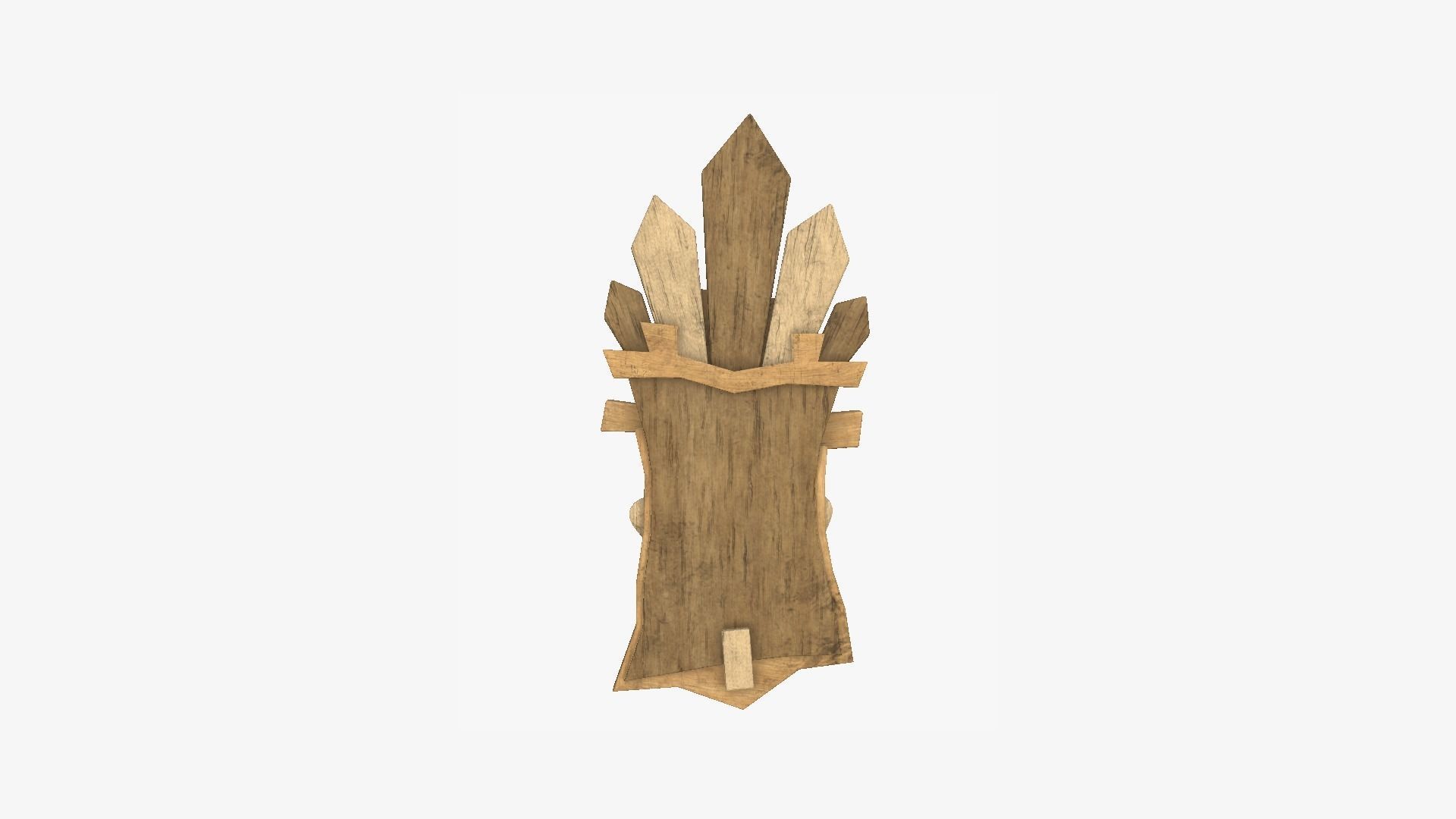 Tribal Mask D06 Full Wood - Costume Character Design Low-poly 3D model_2
