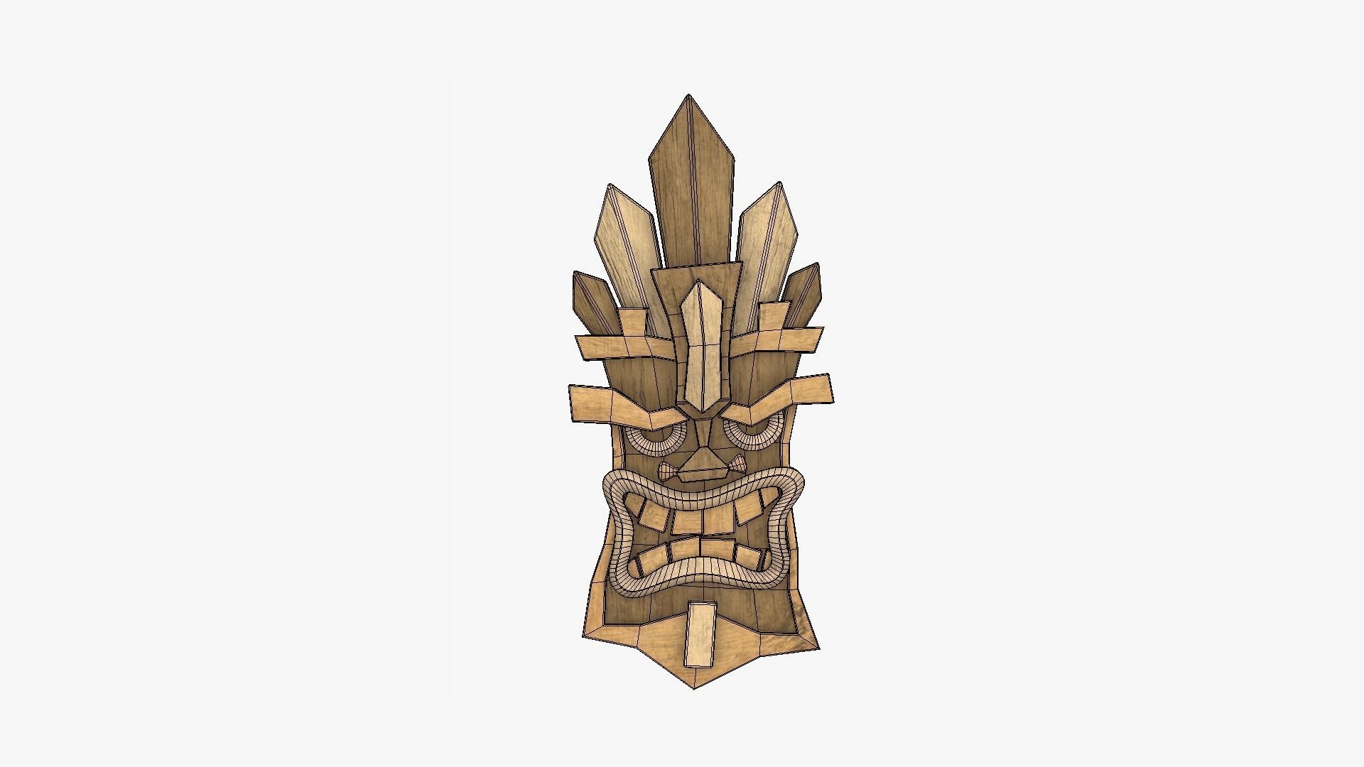 Tribal Mask D06 Full Wood - Costume Character Design Low-poly 3D model_6