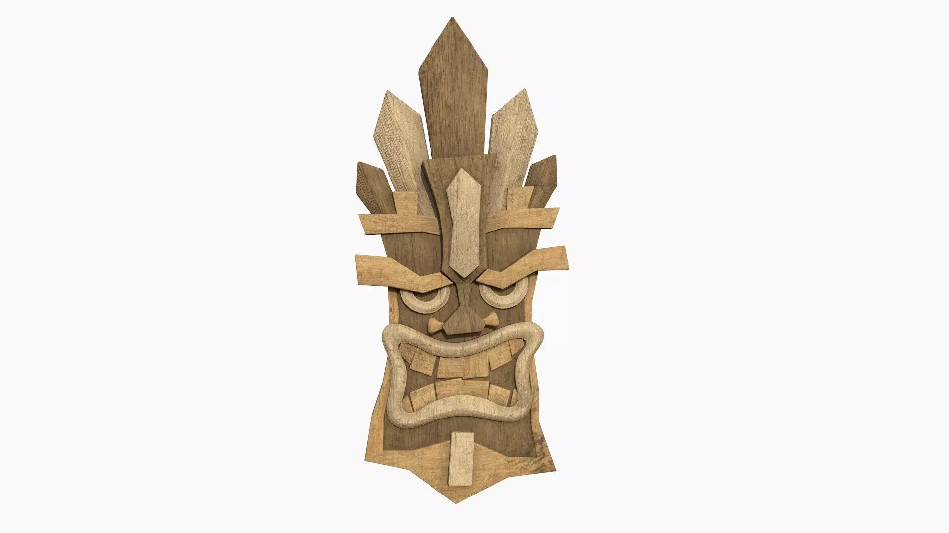 Tribal Mask D06 Full Wood - Costume Character Design Low-poly 3D model_0