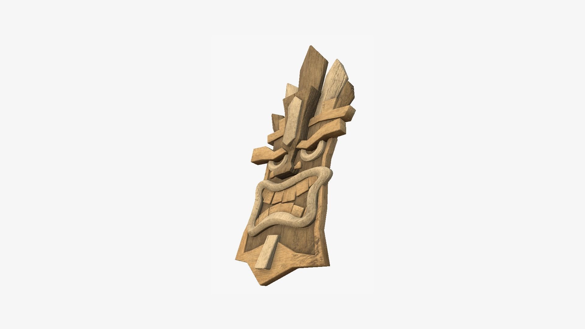 Tribal Mask D06 Full Wood - Costume Character Design Low-poly 3D model_4