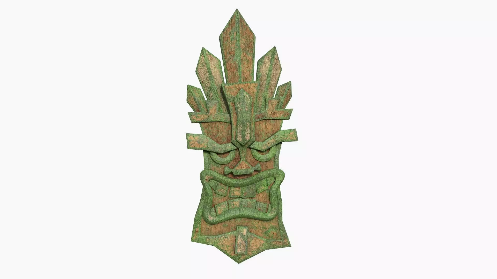 Tribal Mask D07 Wood Mud - Costume Character Design Low-poly 3D model_0