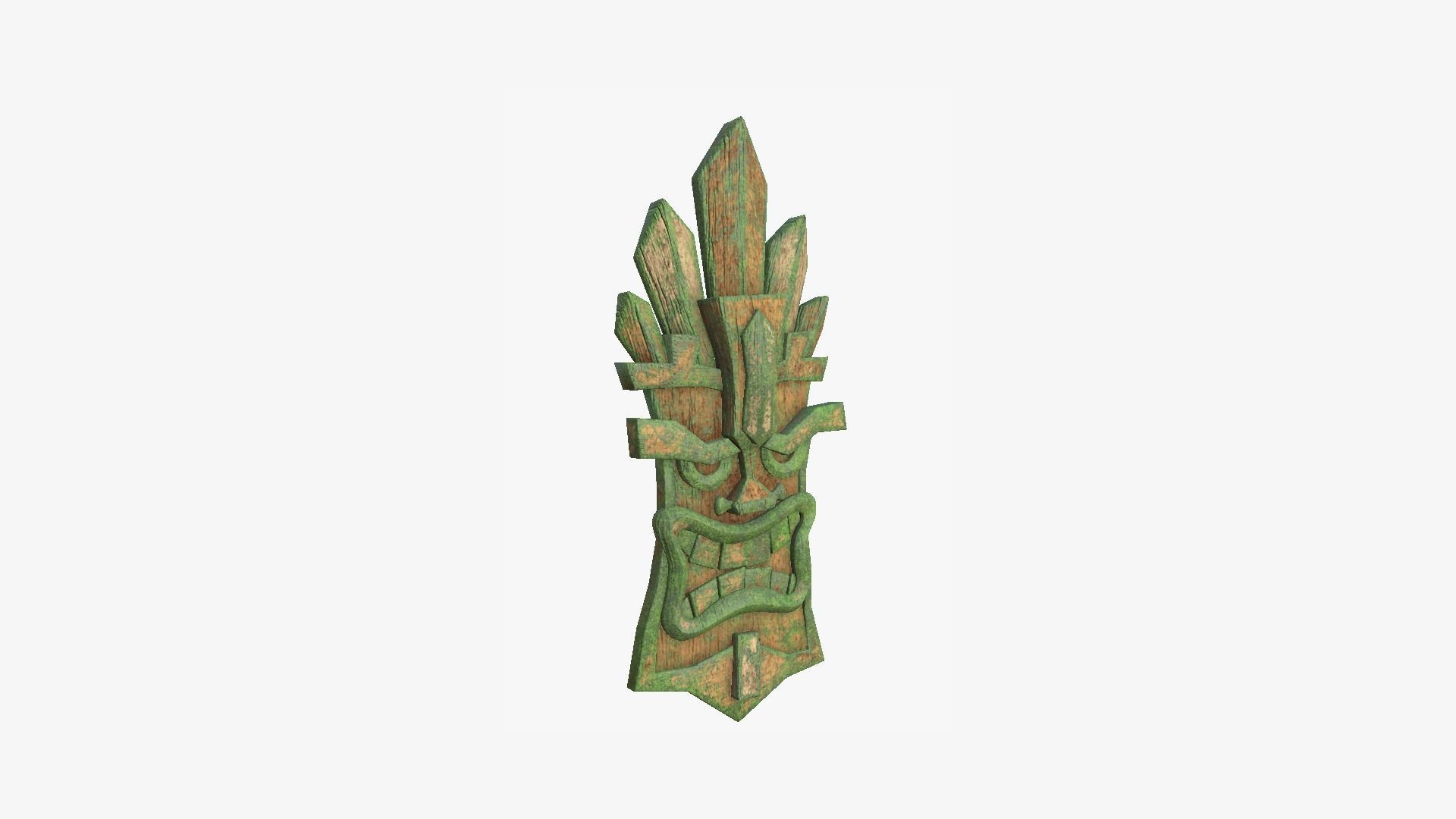 Tribal Mask D07 Wood Mud - Costume Character Design Low-poly 3D model_1