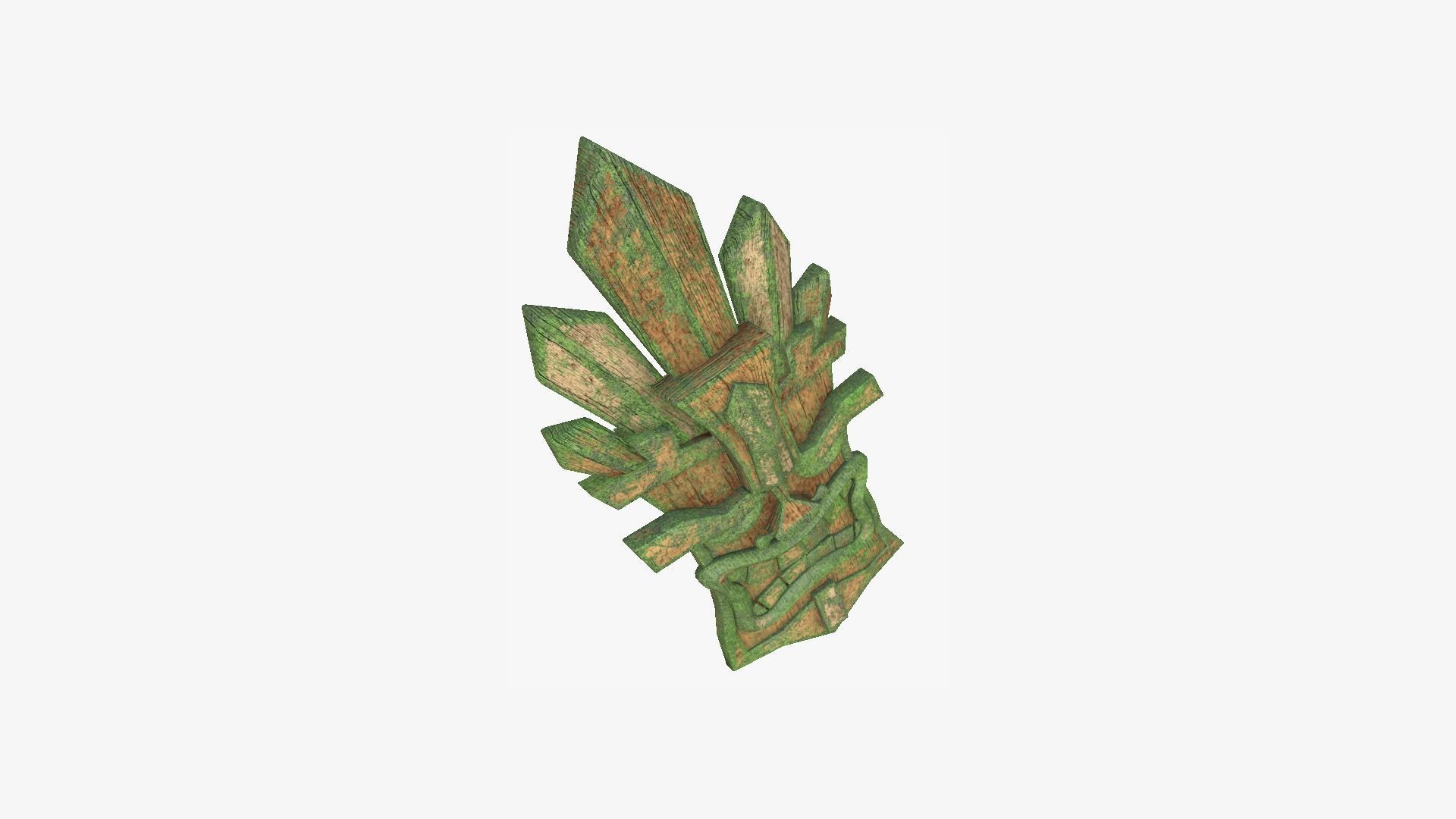 Tribal Mask D07 Wood Mud - Costume Character Design Low-poly 3D model_3