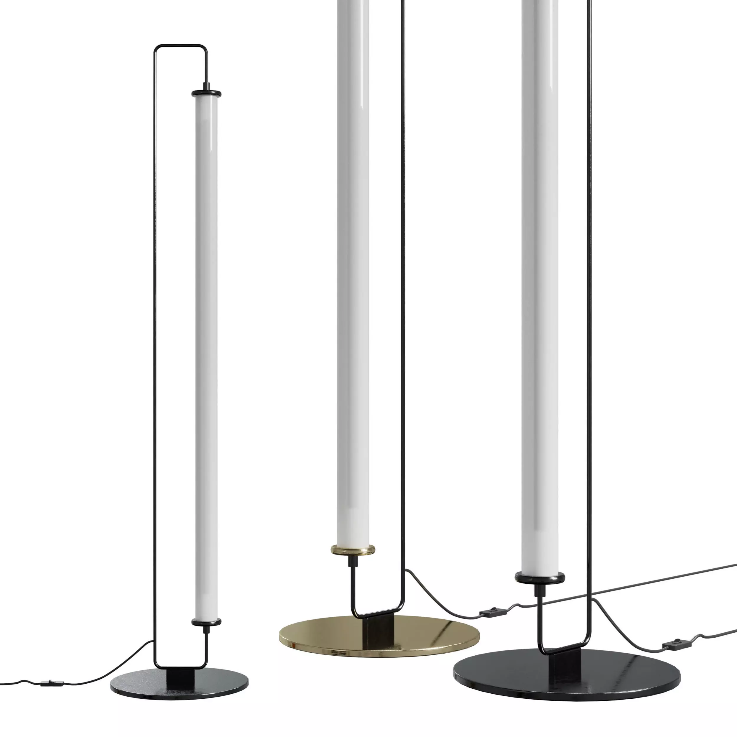 linear metal led floor lamp Low-poly 3D model_0