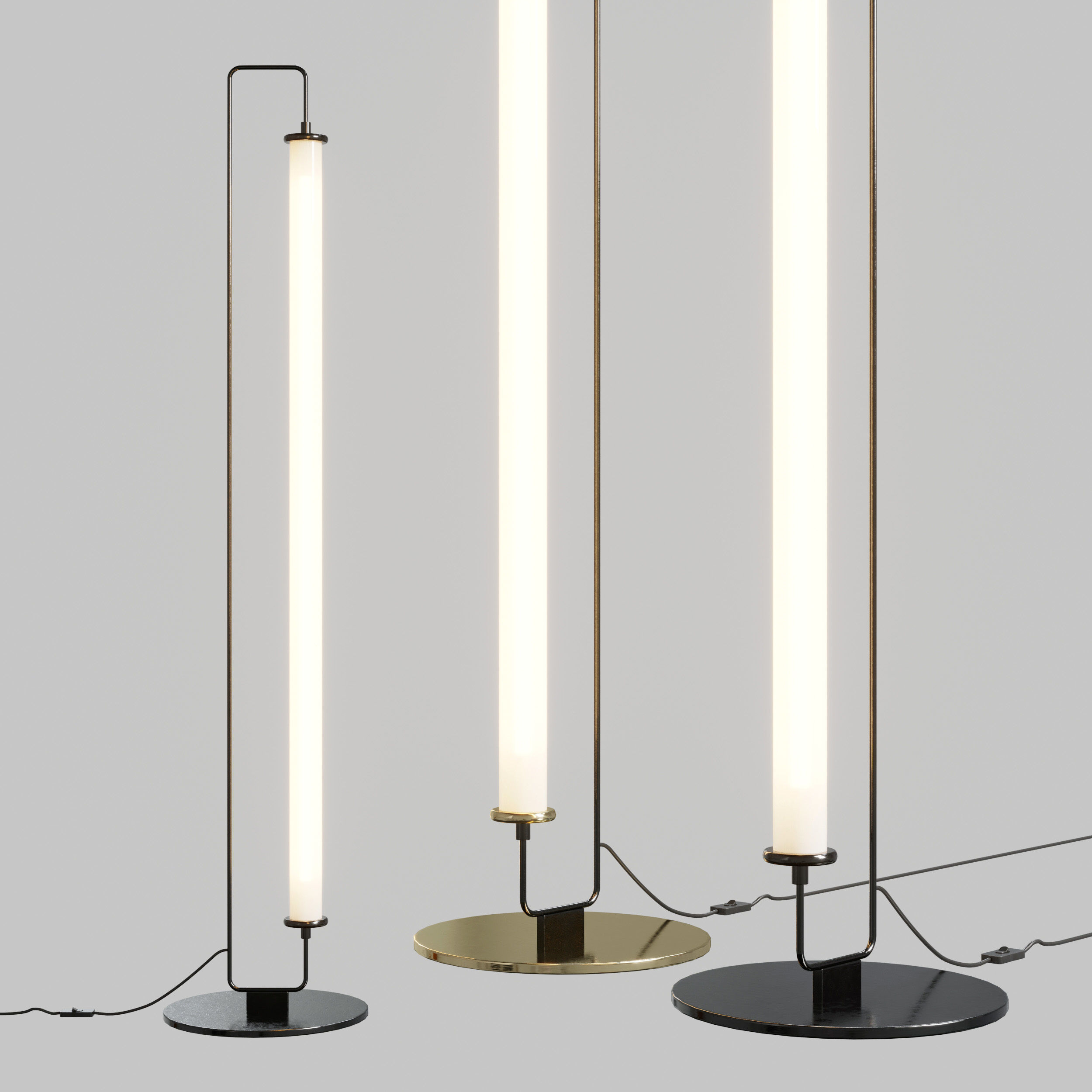 linear metal led floor lamp Low-poly 3D model_1