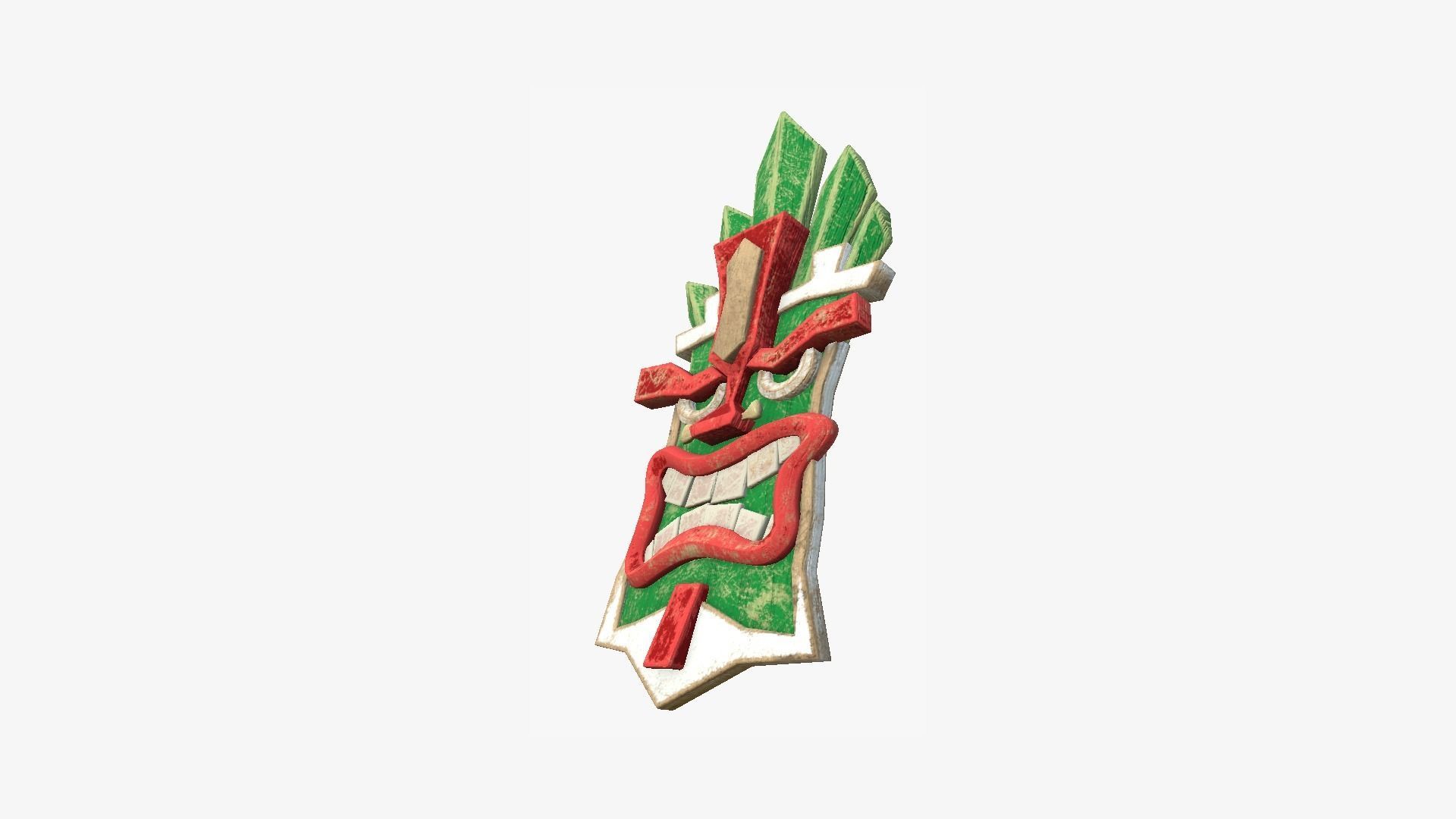 Tribal Mask D09 Green Red - Costume Character Design Low-poly 3D model_4