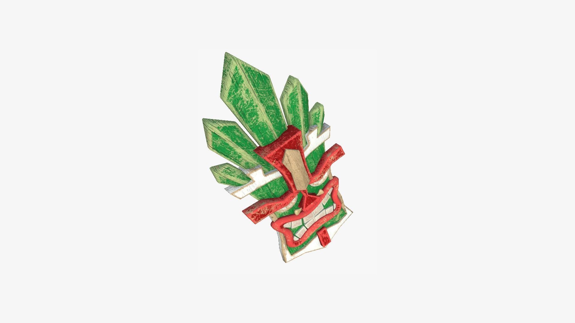 Tribal Mask D09 Green Red - Costume Character Design Low-poly 3D model_3
