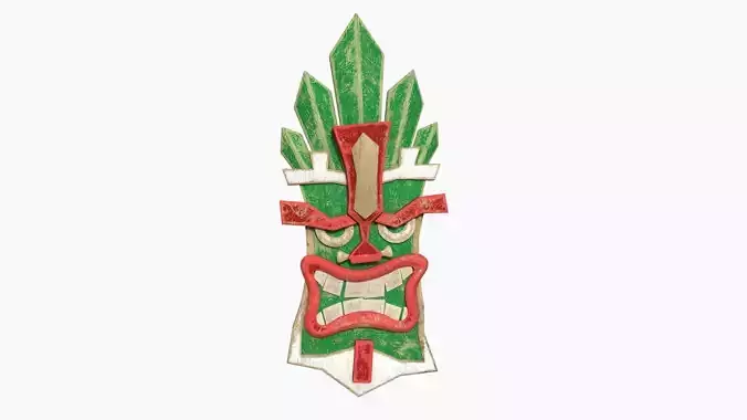 Tribal Mask D09 Green Red - Costume Character Design Low-poly 3D model