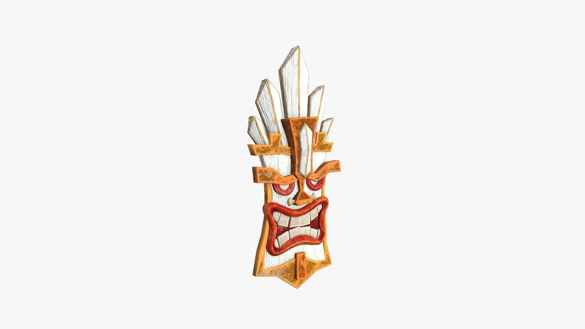 Tribal Mask D10 White Orange - Costume Character Design Low-poly 3D model_1