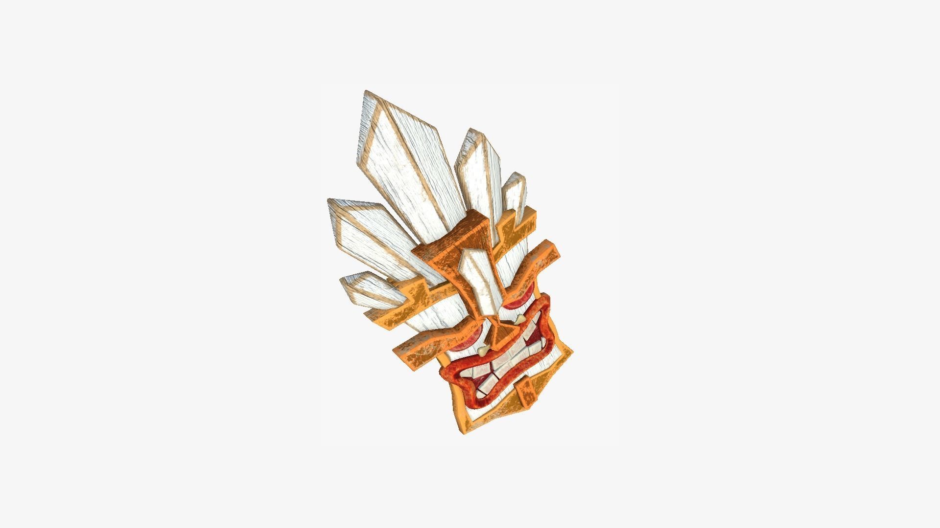 Tribal Mask D10 White Orange - Costume Character Design Low-poly 3D model_3