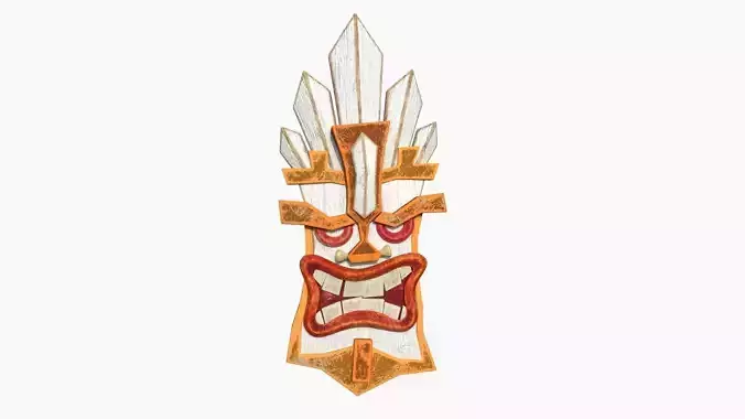 Tribal Mask D10 White Orange - Costume Character Design Low-poly 3D model