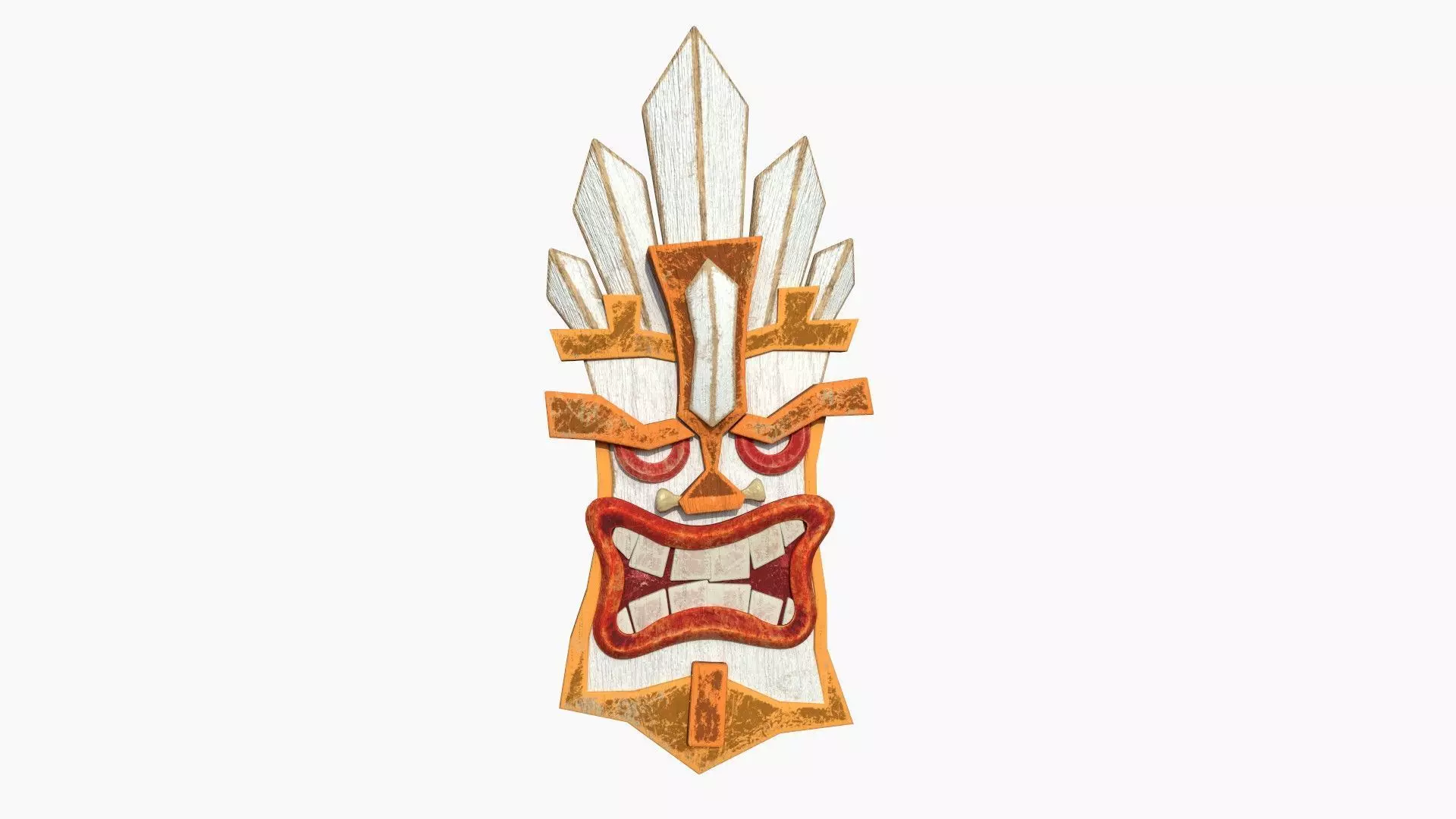 Tribal Mask D10 White Orange - Costume Character Design Low-poly 3D model_0