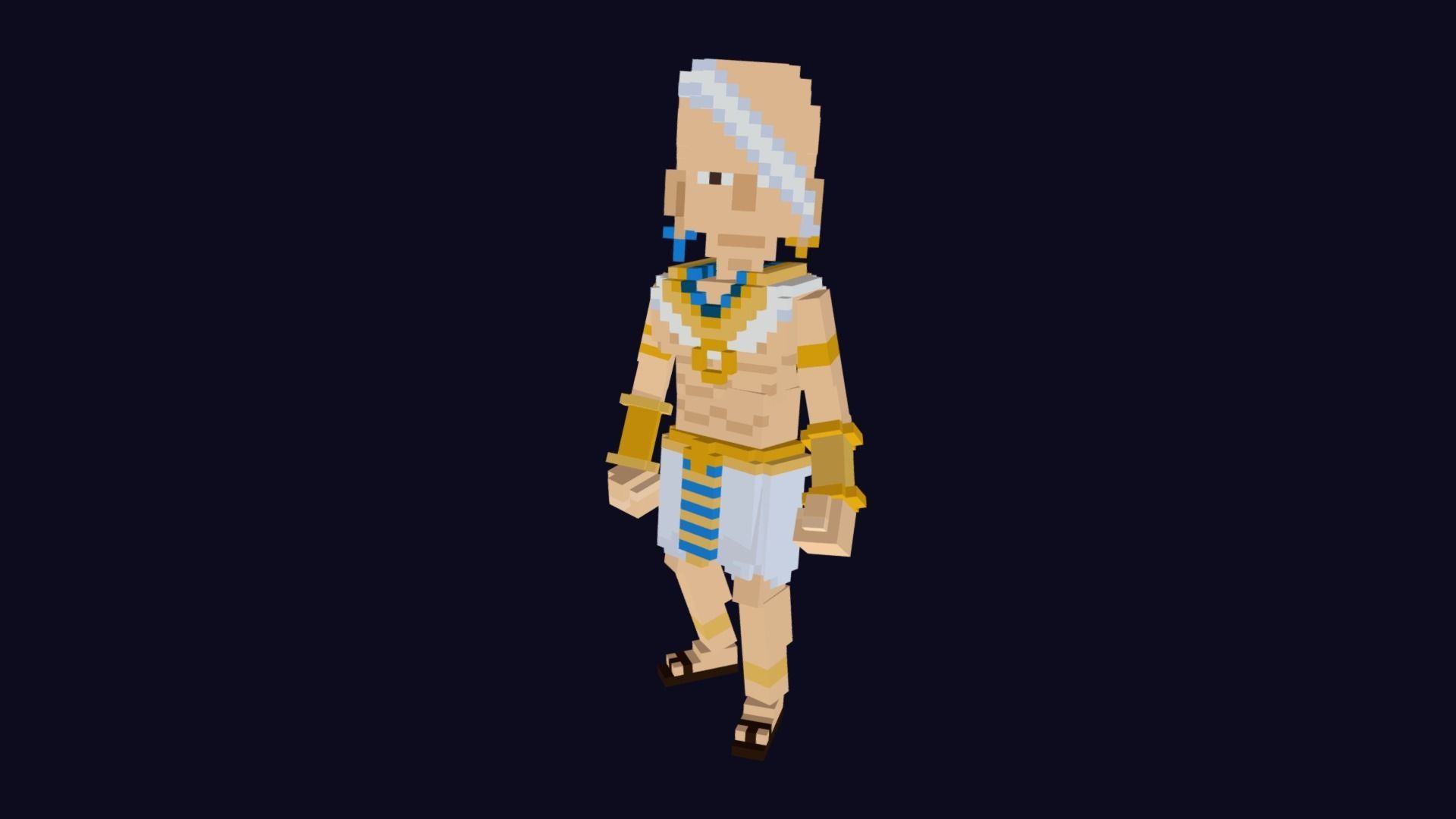 Voxel Priest Avatar Character Low-poly 3D model_1