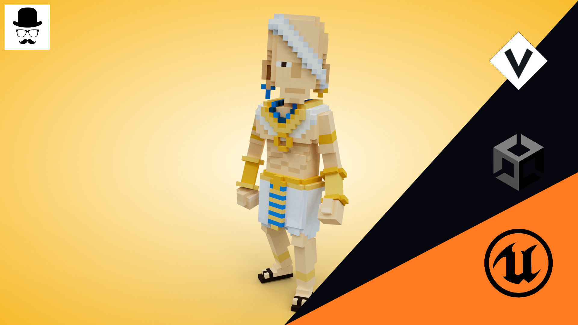 Voxel Priest Avatar Character Low-poly 3D model_8
