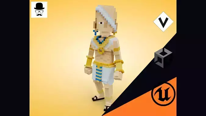 Voxel Priest Avatar Character Low-poly 3D model