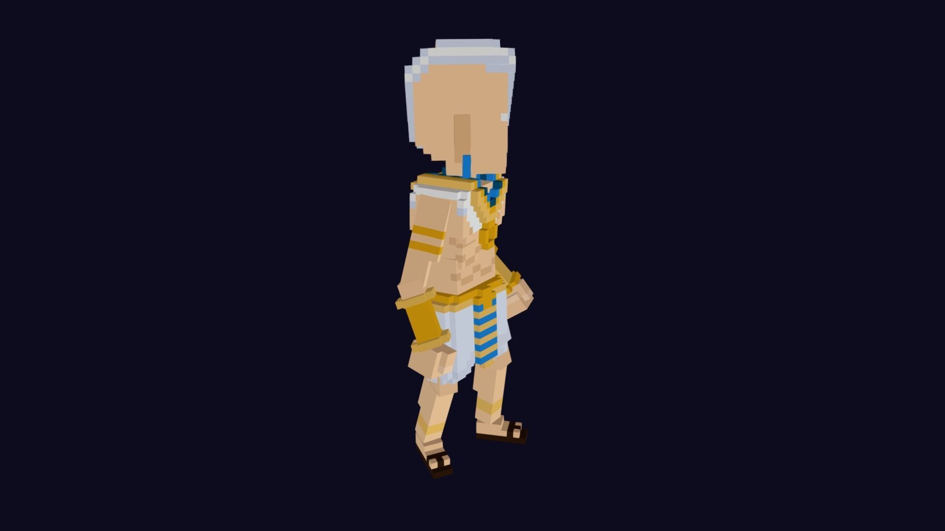 Voxel Priest Avatar Character Low-poly 3D model_4