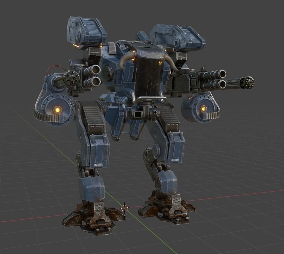 Battle Mech Low-poly 3D model_2