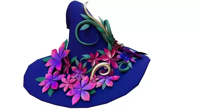 Unique witch hat design Low-poly 3D model