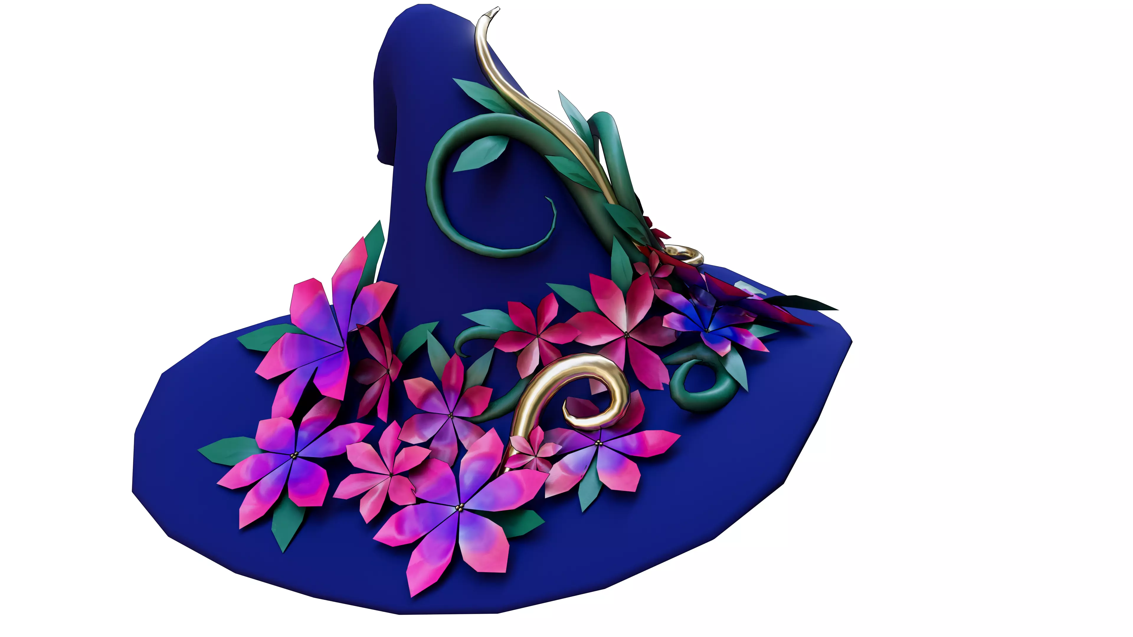 Unique witch hat design Low-poly 3D model