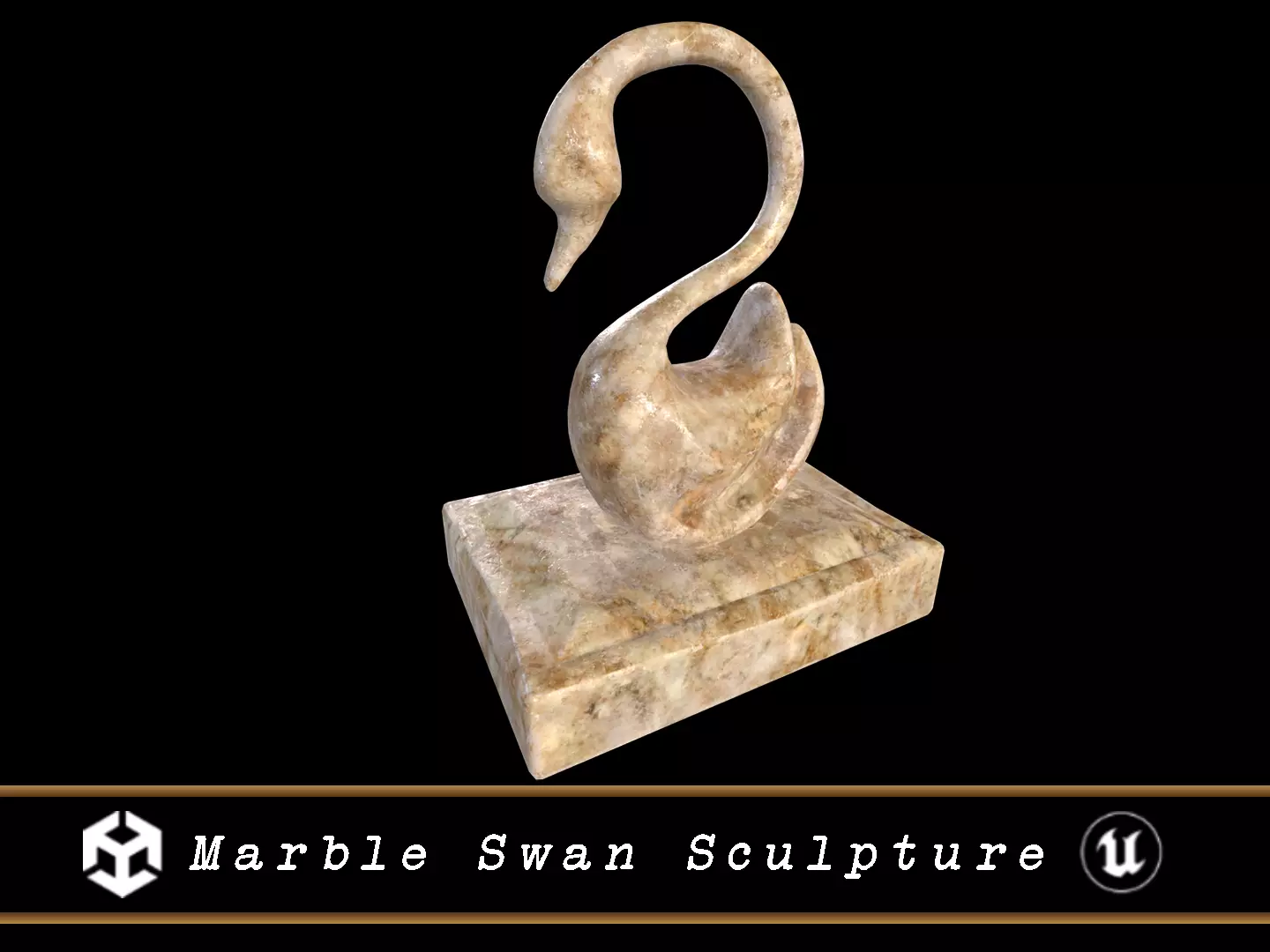 Marble Swan Sculpture Low-poly 3D model