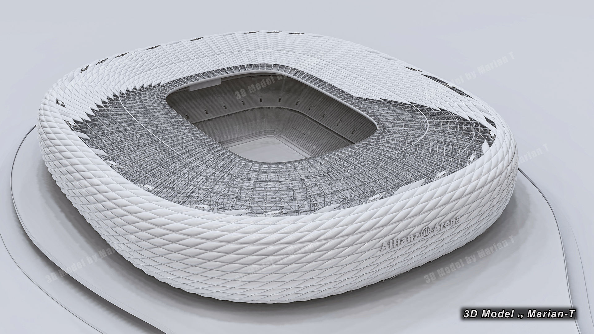 Allianz Arena Stadium - Munich Germany Low-poly 3D model_8