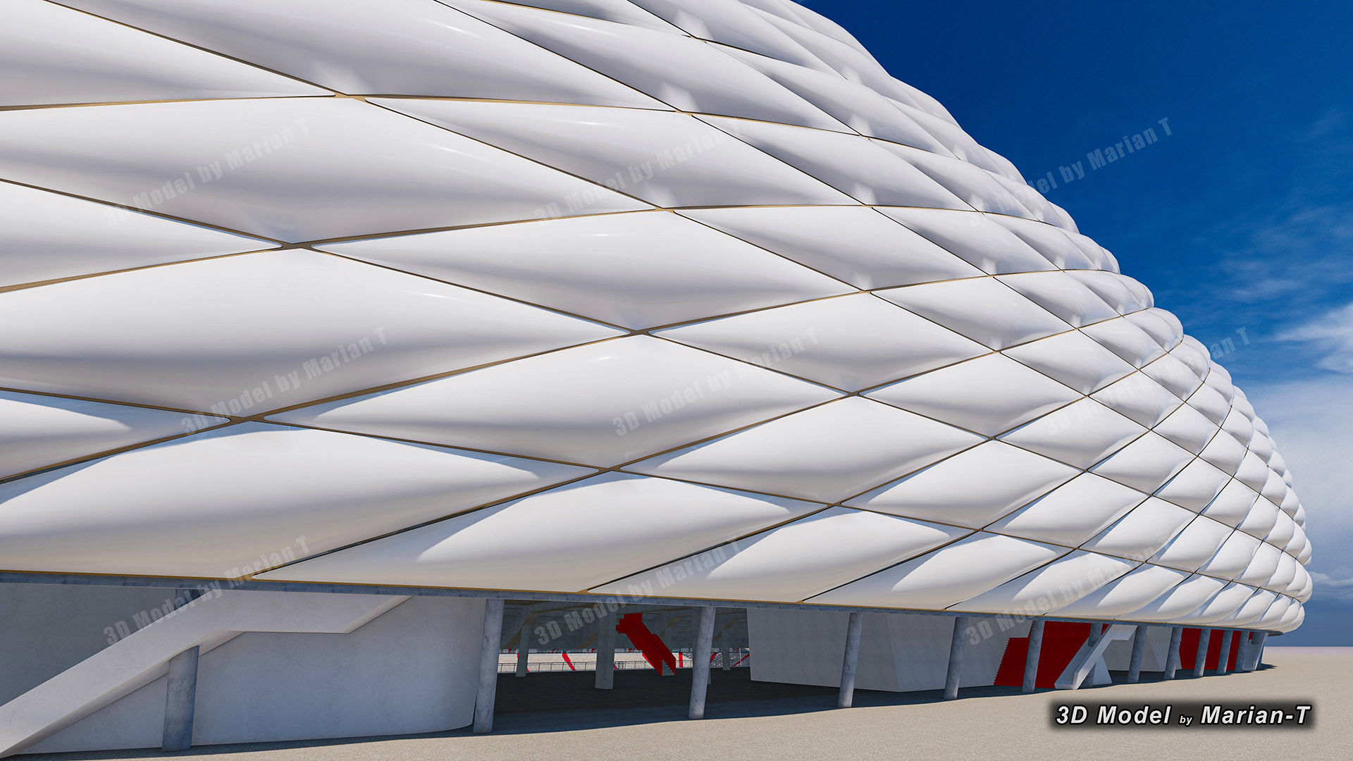 Allianz Arena Stadium - Munich Germany Low-poly 3D model_14