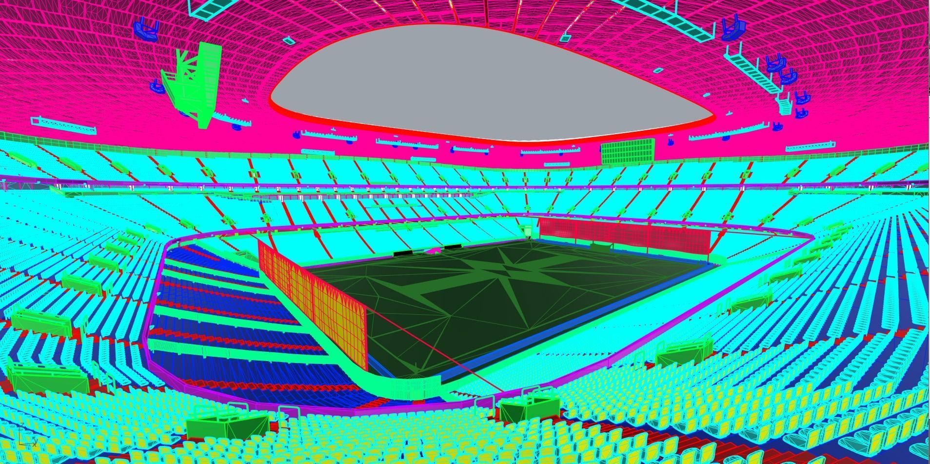 Allianz Arena Stadium - Munich Germany Low-poly 3D model_6