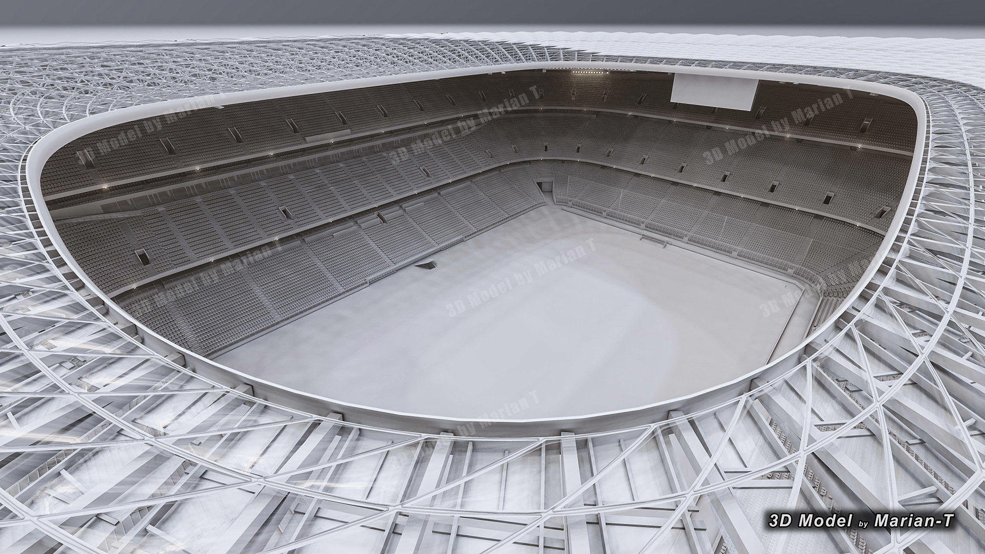 Allianz Arena Stadium - Munich Germany Low-poly 3D model_13