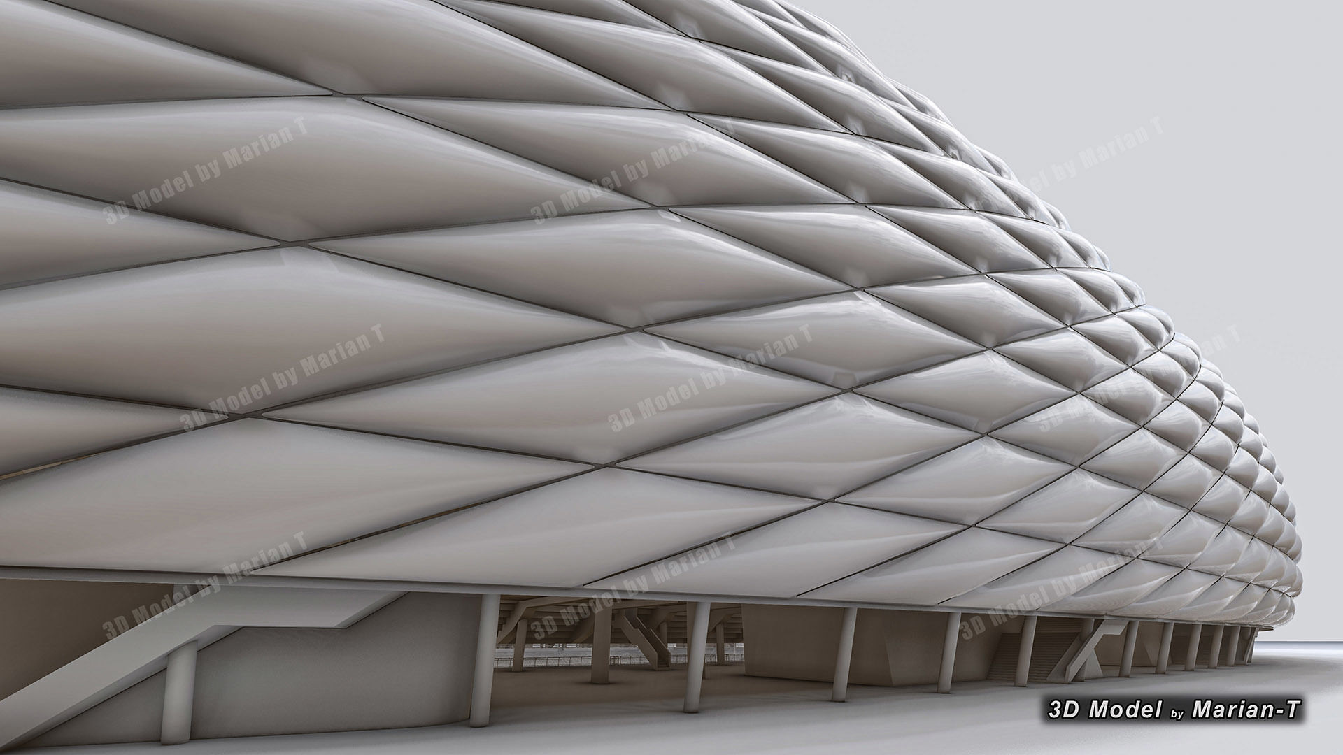 Allianz Arena Stadium - Munich Germany Low-poly 3D model_15