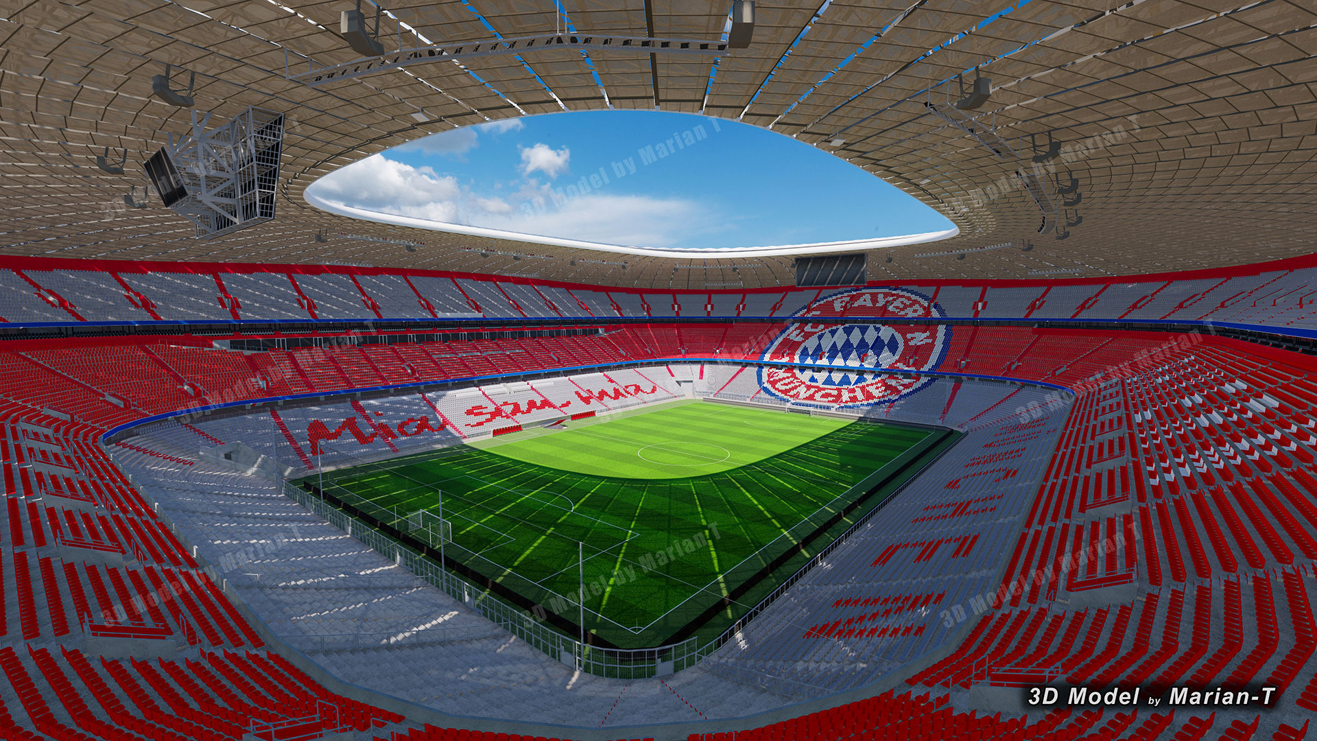 Allianz Arena Stadium - Munich Germany Low-poly 3D model_3