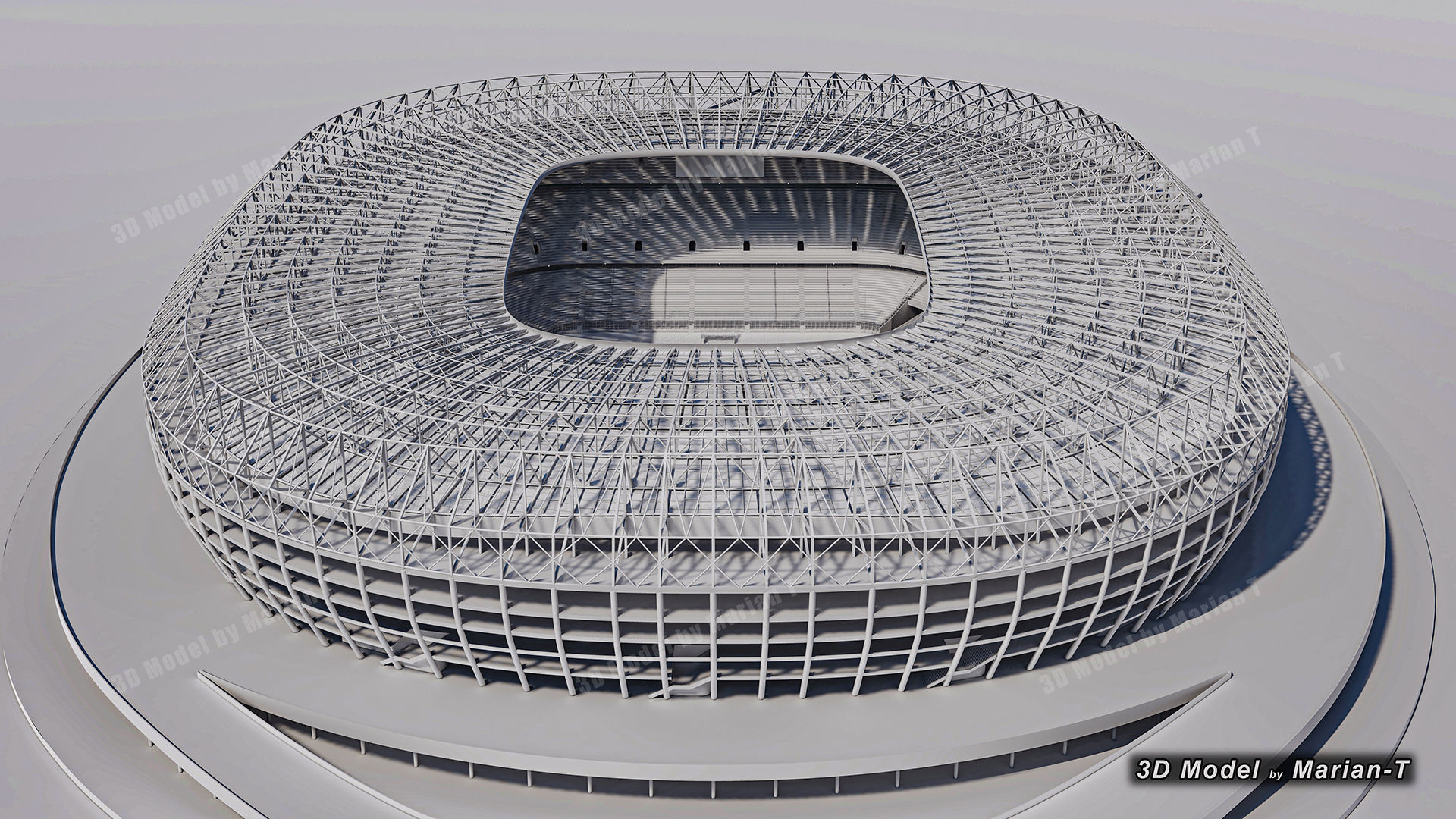 Allianz Arena Stadium - Munich Germany Low-poly 3D model_11