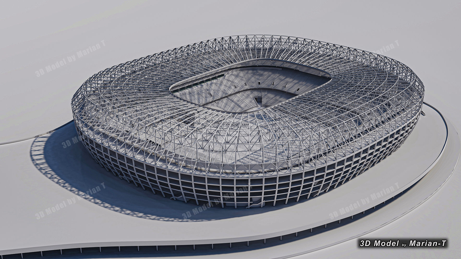 Allianz Arena Stadium - Munich Germany Low-poly 3D model_10
