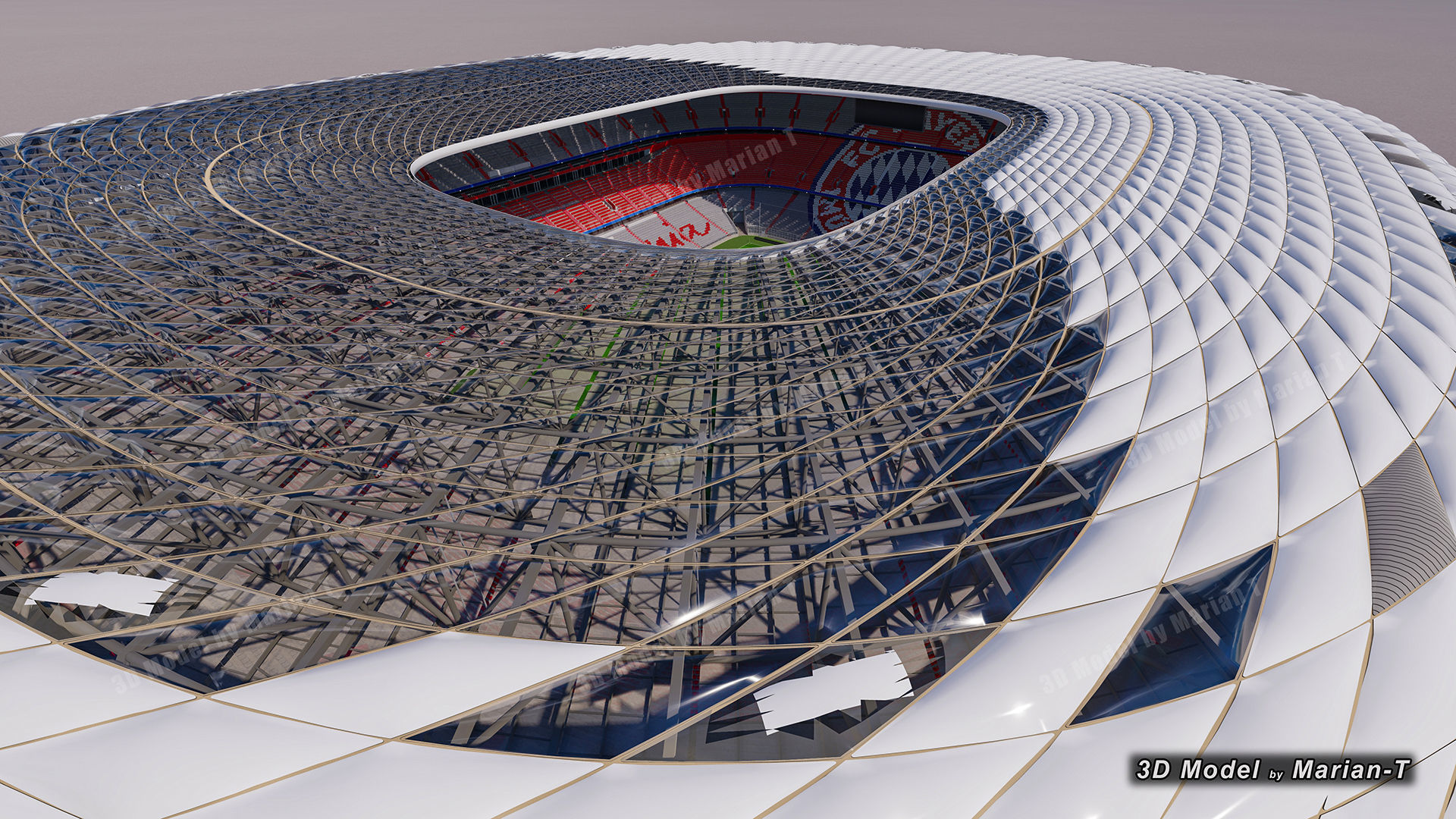 Allianz Arena Stadium - Munich Germany Low-poly 3D model_46