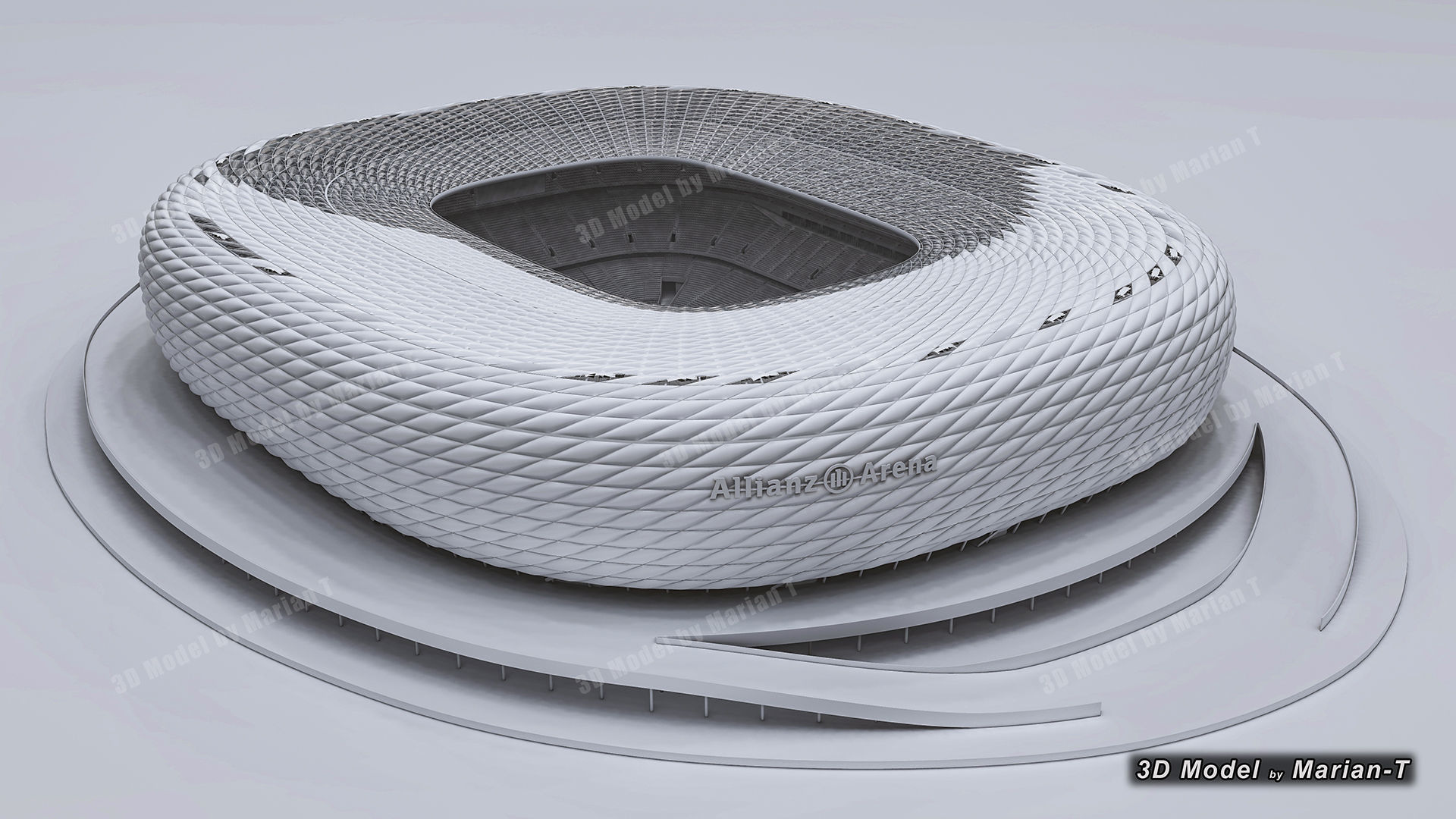 Allianz Arena Stadium - Munich Germany Low-poly 3D model_24