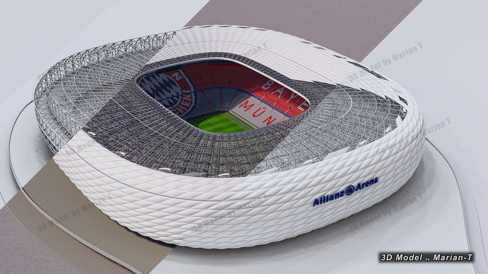 Allianz Arena Stadium - Munich Germany Low-poly 3D model_7