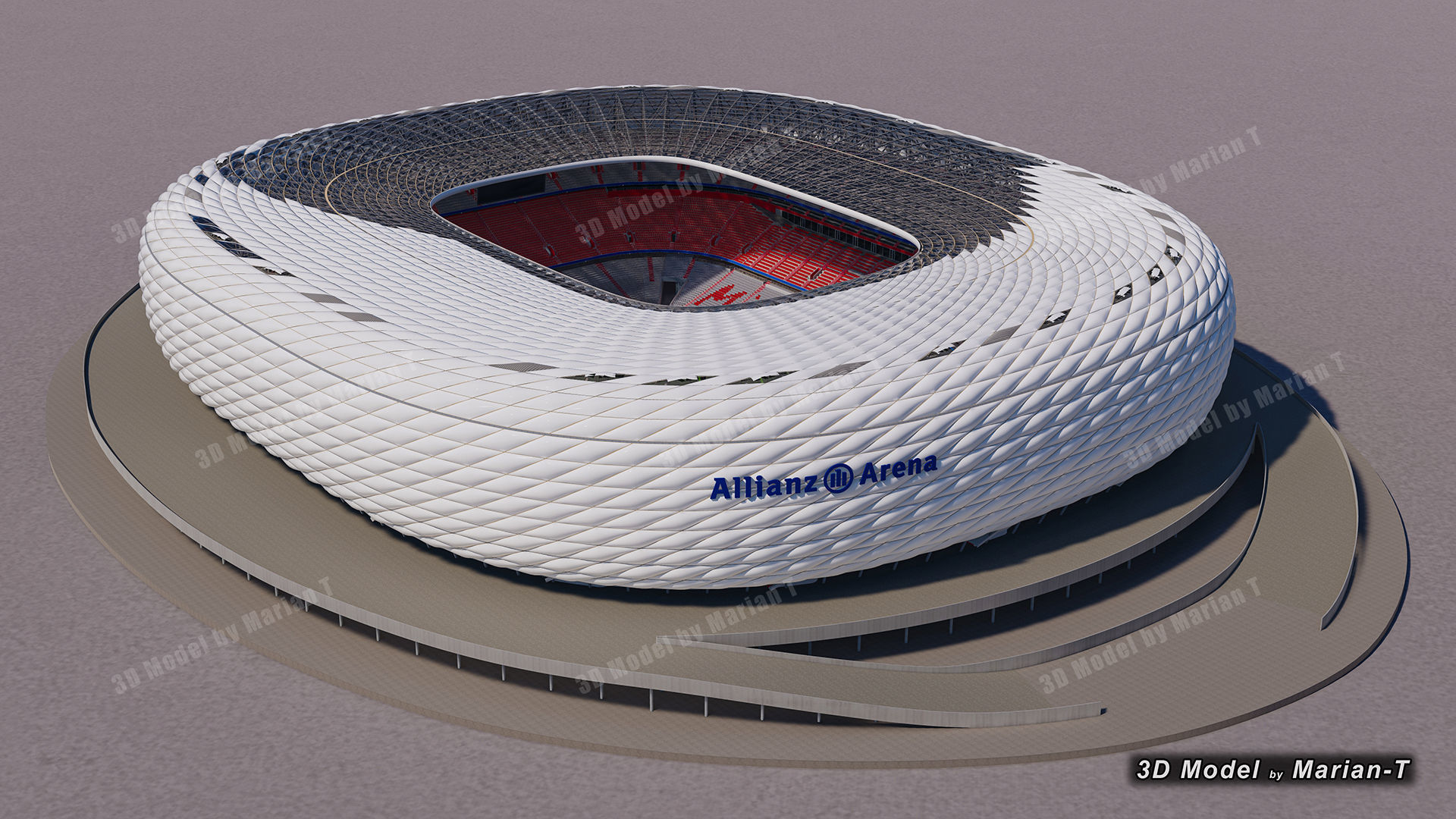 Allianz Arena Stadium - Munich Germany Low-poly 3D model_23