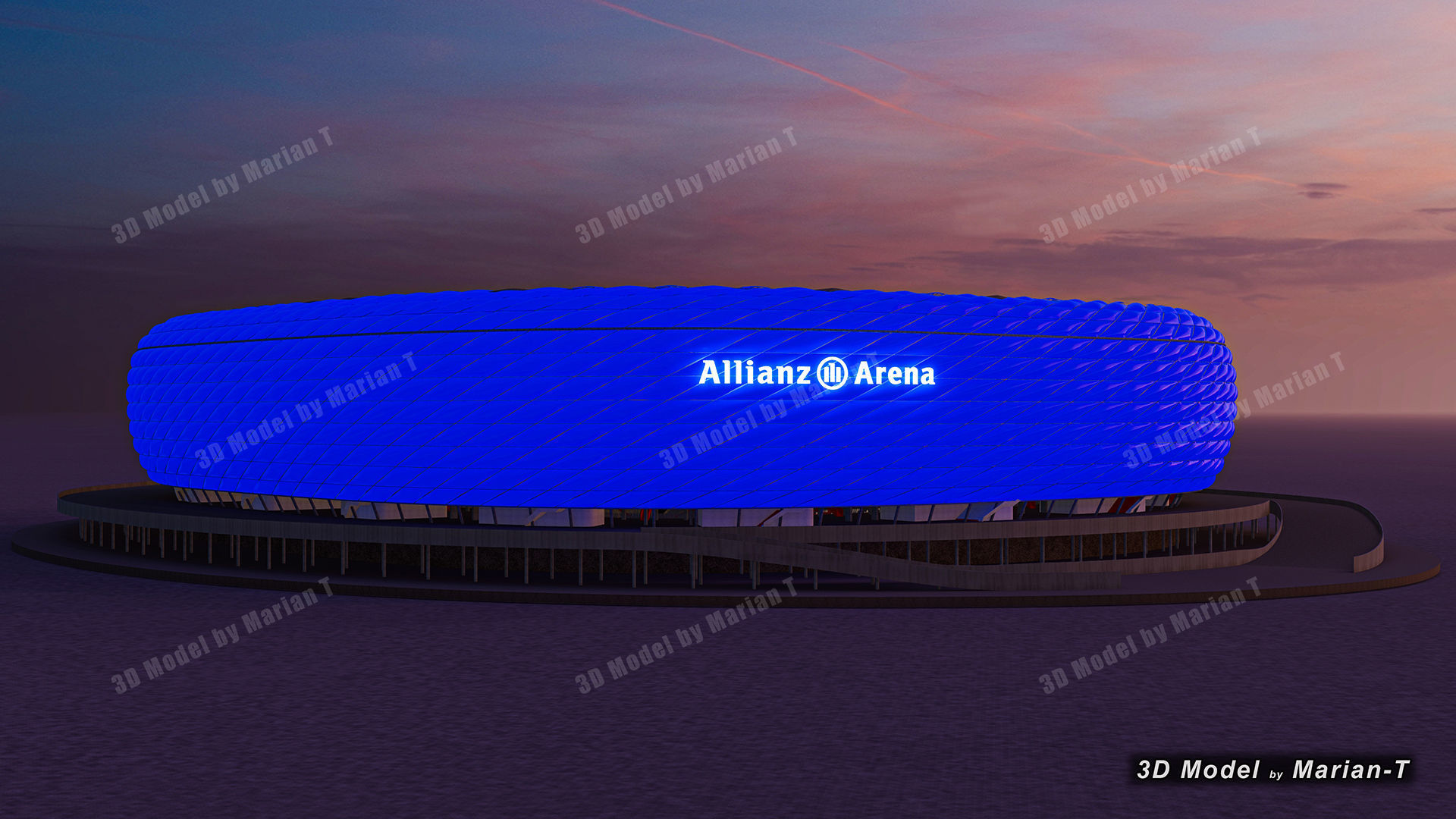 Allianz Arena Stadium - Munich Germany Low-poly 3D model_17