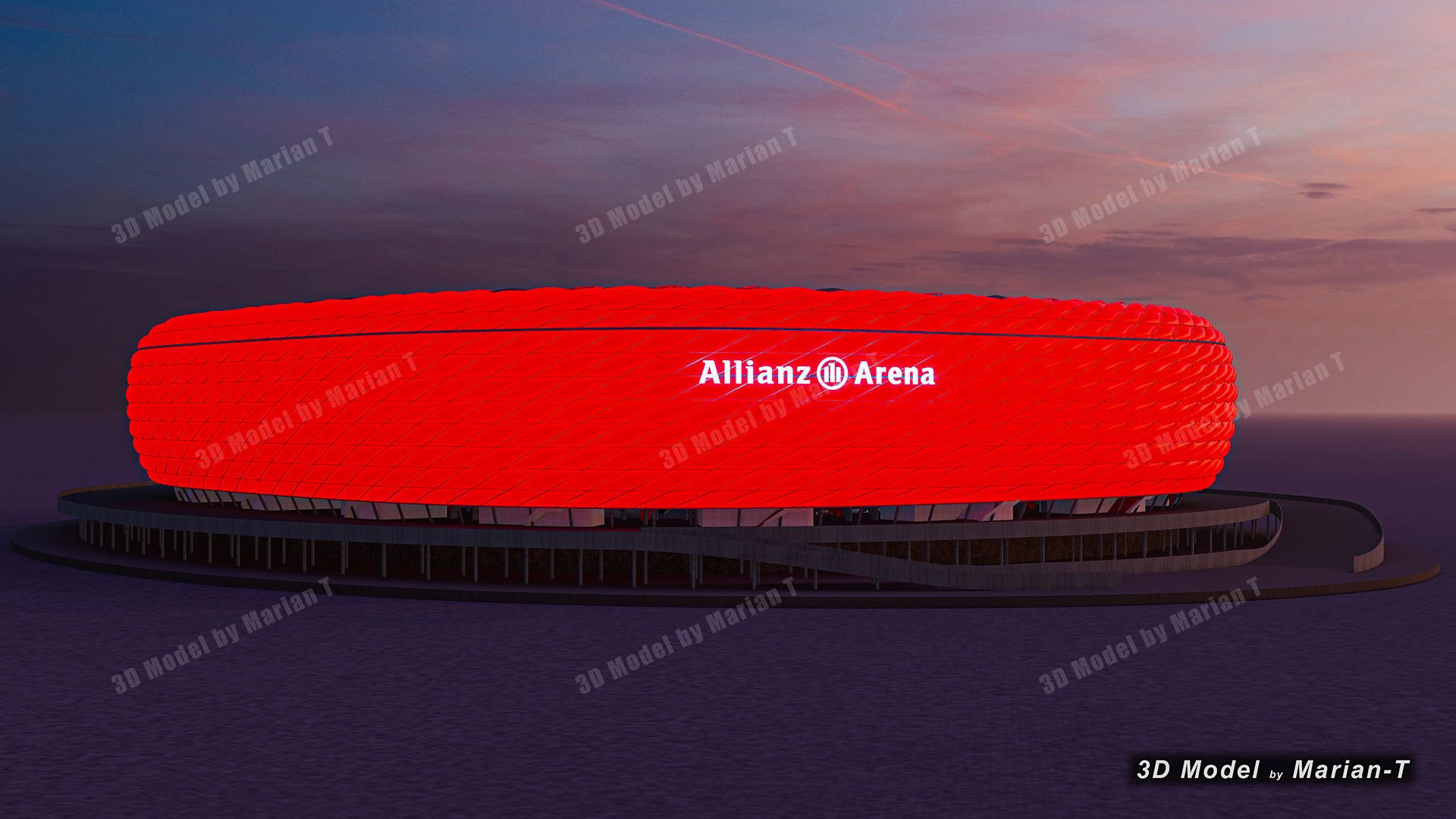 Allianz Arena Stadium - Munich Germany Low-poly 3D model_16