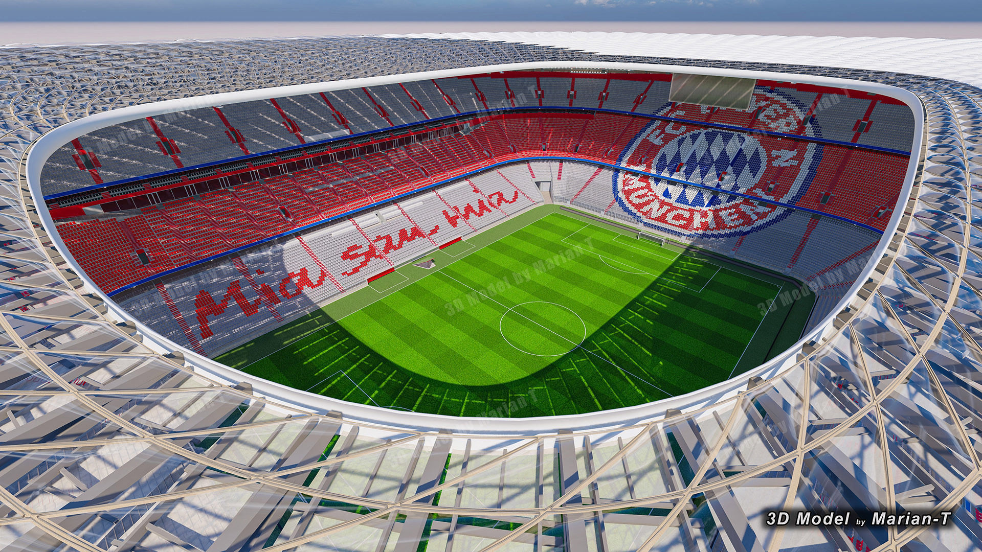 Allianz Arena Stadium - Munich Germany Low-poly 3D model_12