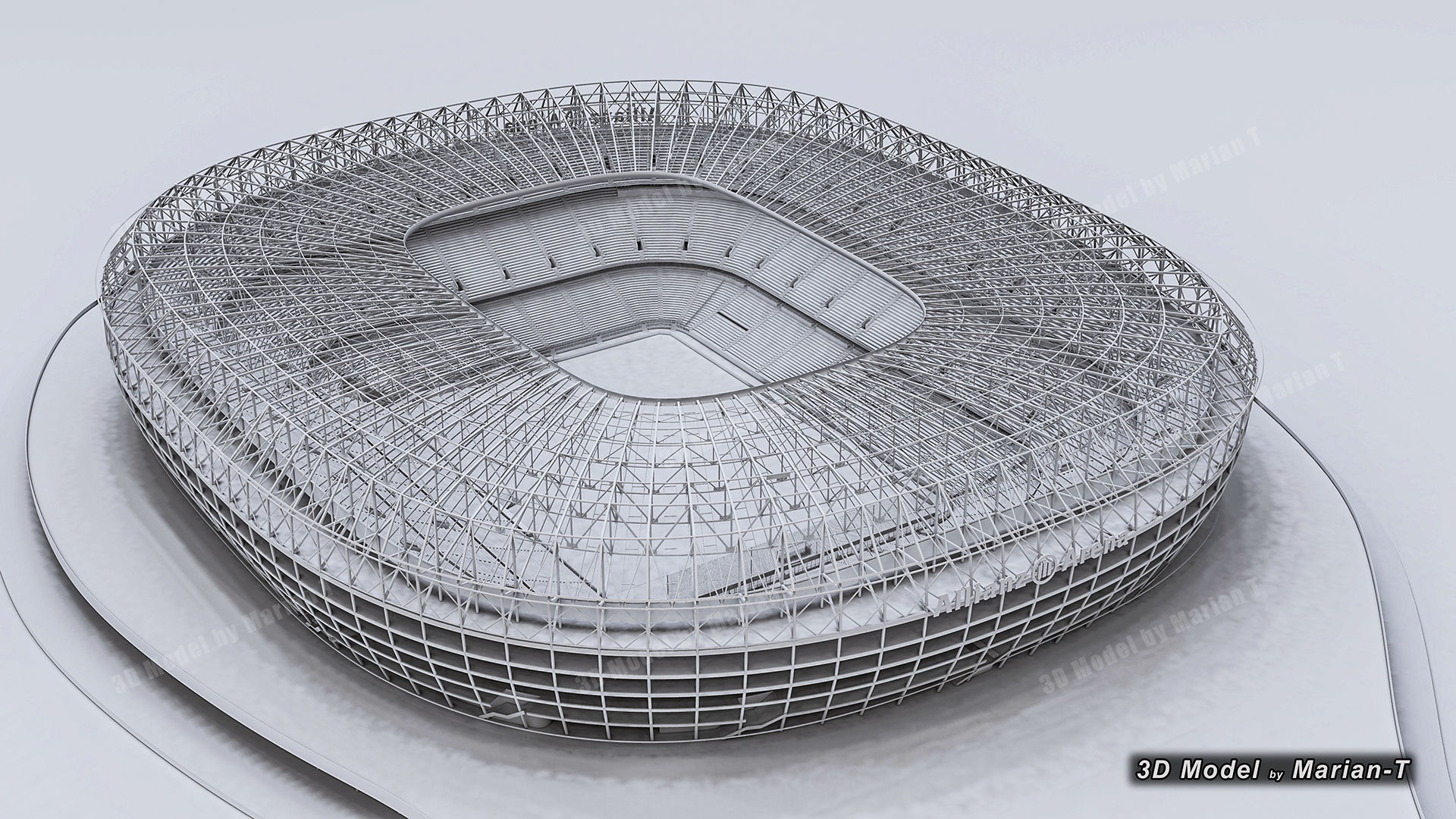 Allianz Arena Stadium - Munich Germany Low-poly 3D model_9