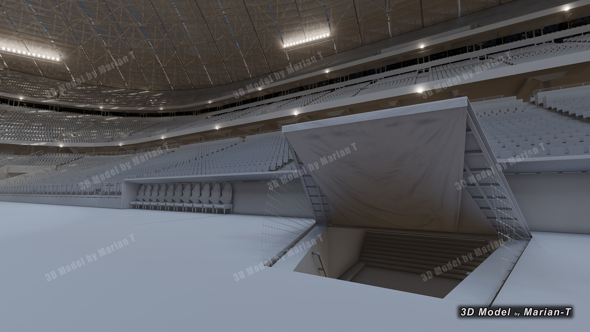 Allianz Arena Stadium - Munich Germany Low-poly 3D model_45