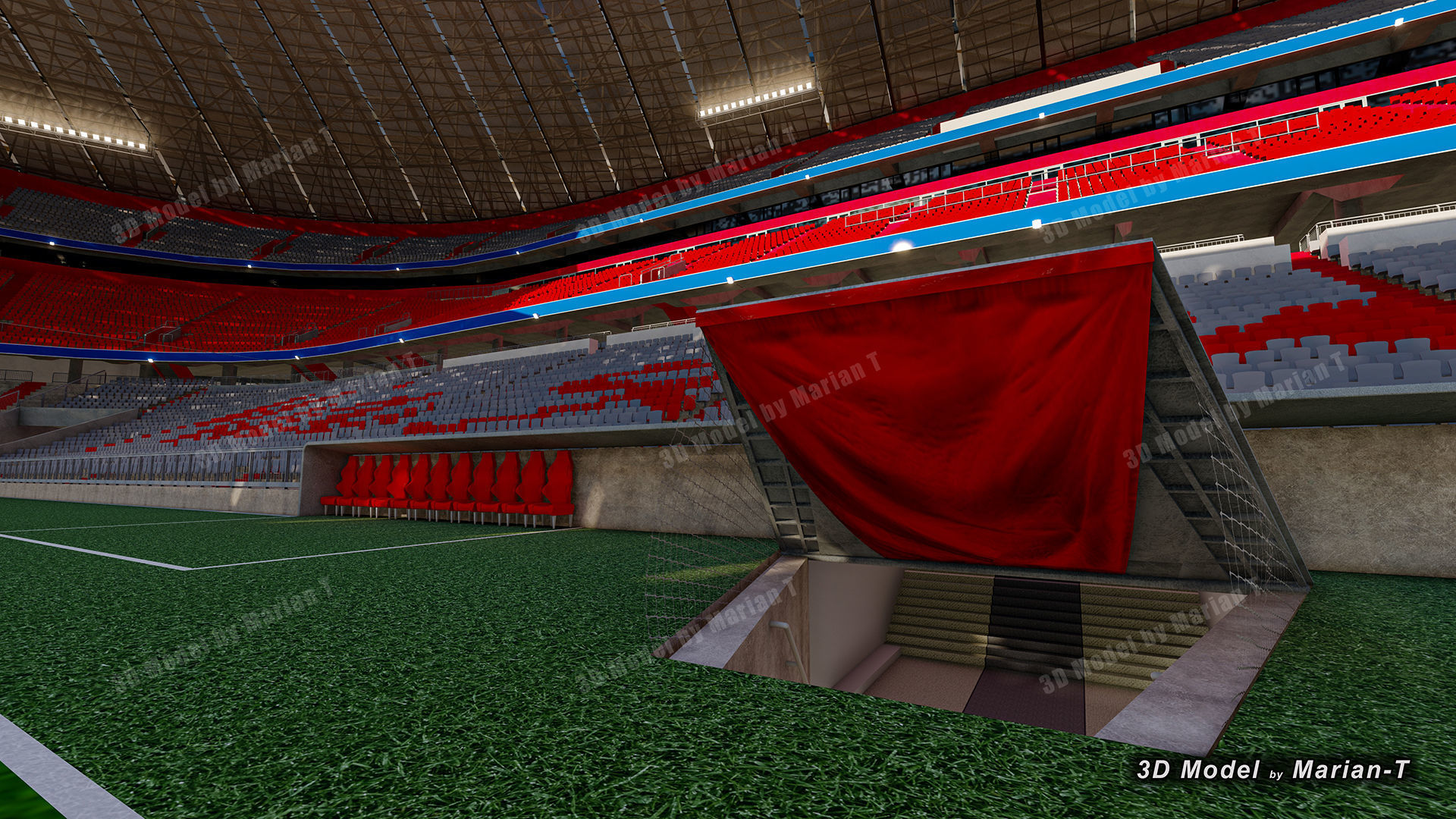 Allianz Arena Stadium - Munich Germany Low-poly 3D model_44