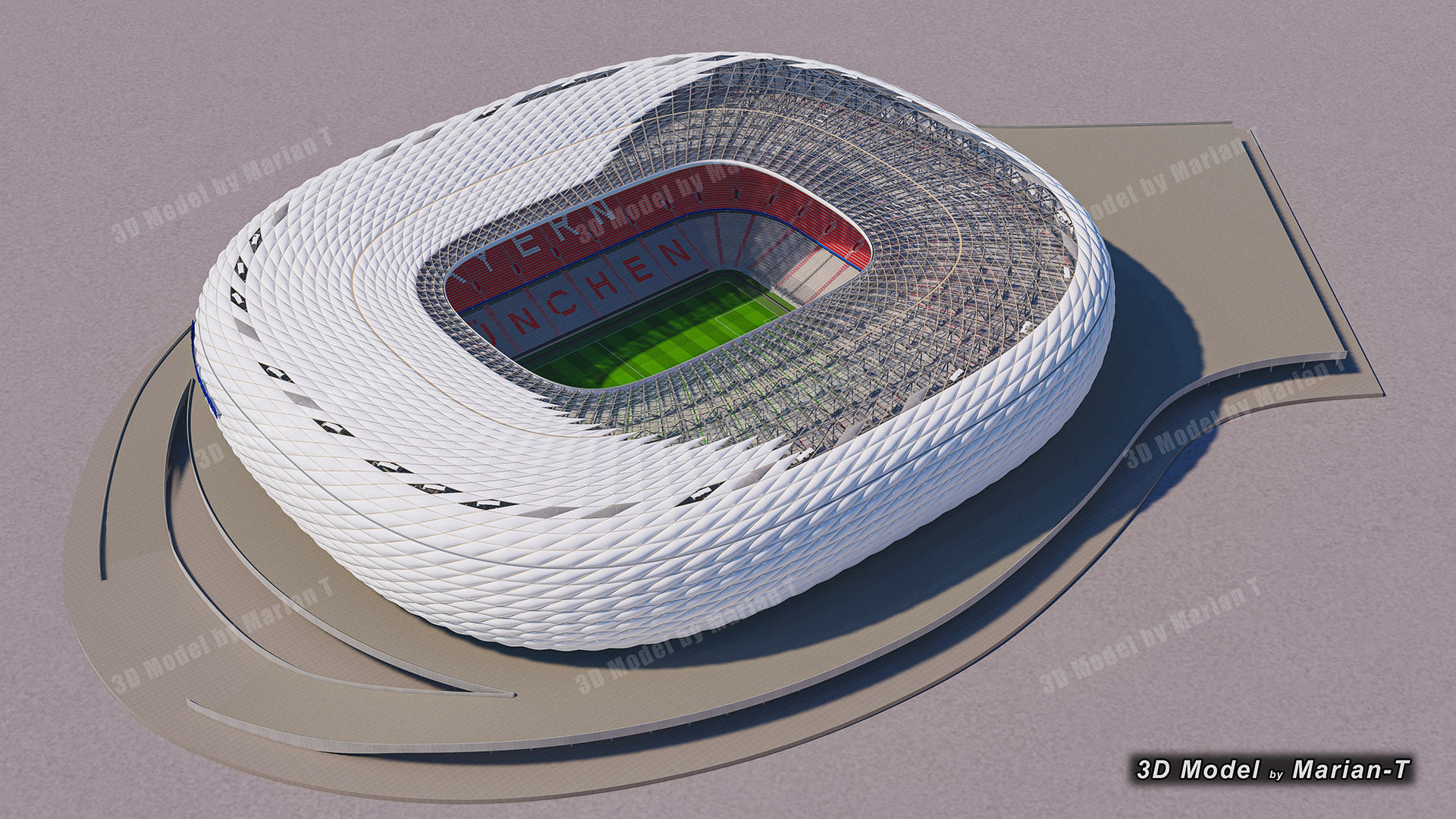 Allianz Arena Stadium - Munich Germany Low-poly 3D model_18