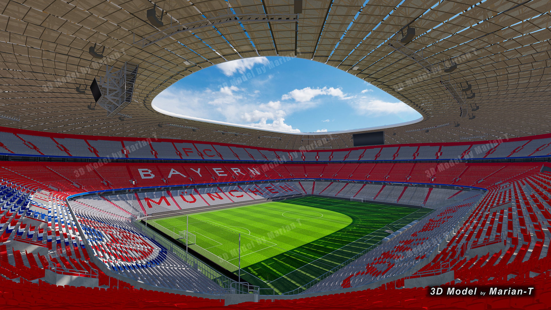 Allianz Arena Stadium - Munich Germany Low-poly 3D model_28