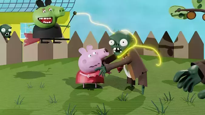 Peppa Pig fights with Zombies 3D model