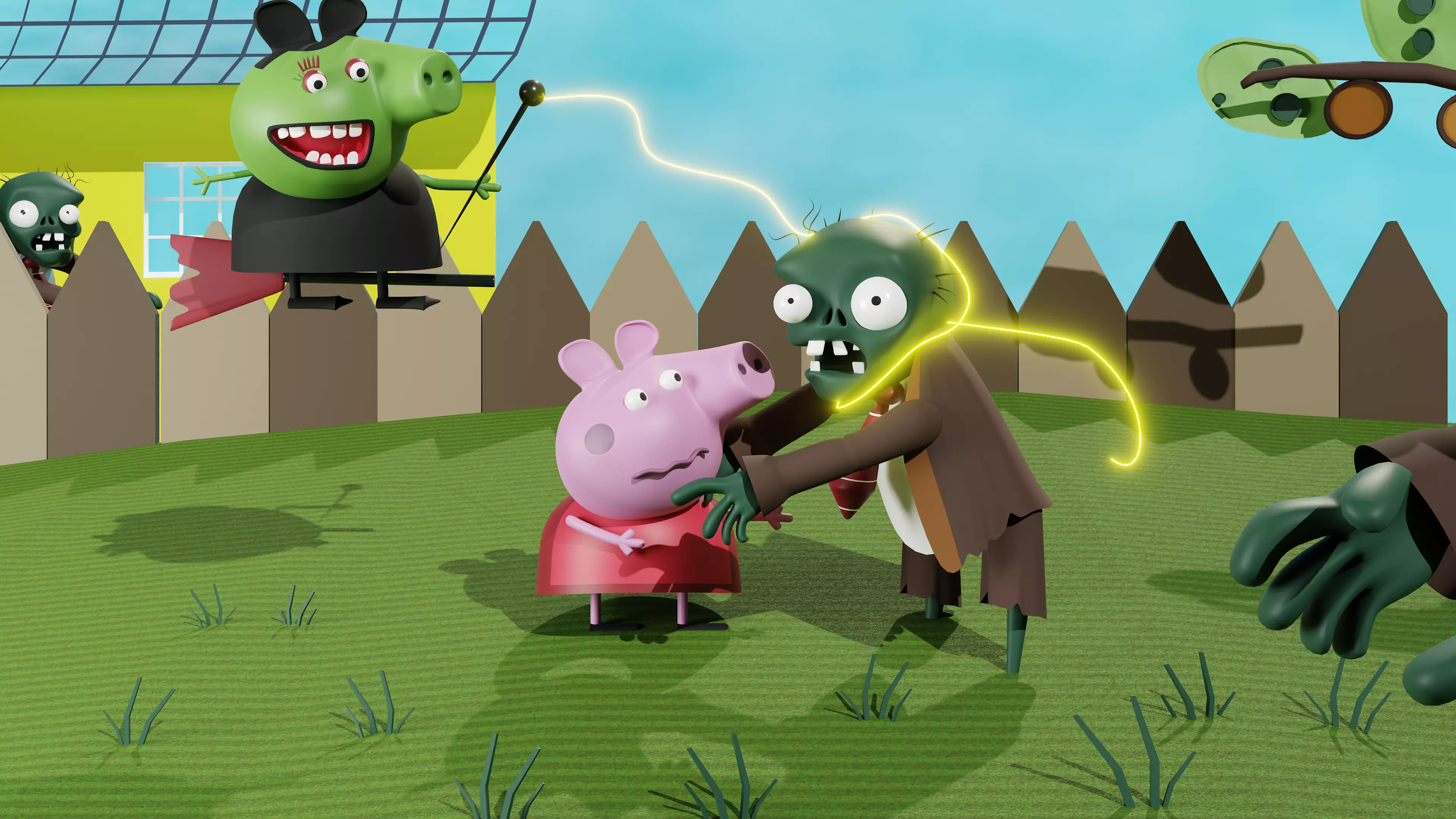 Peppa Pig fights with Zombies 3D model