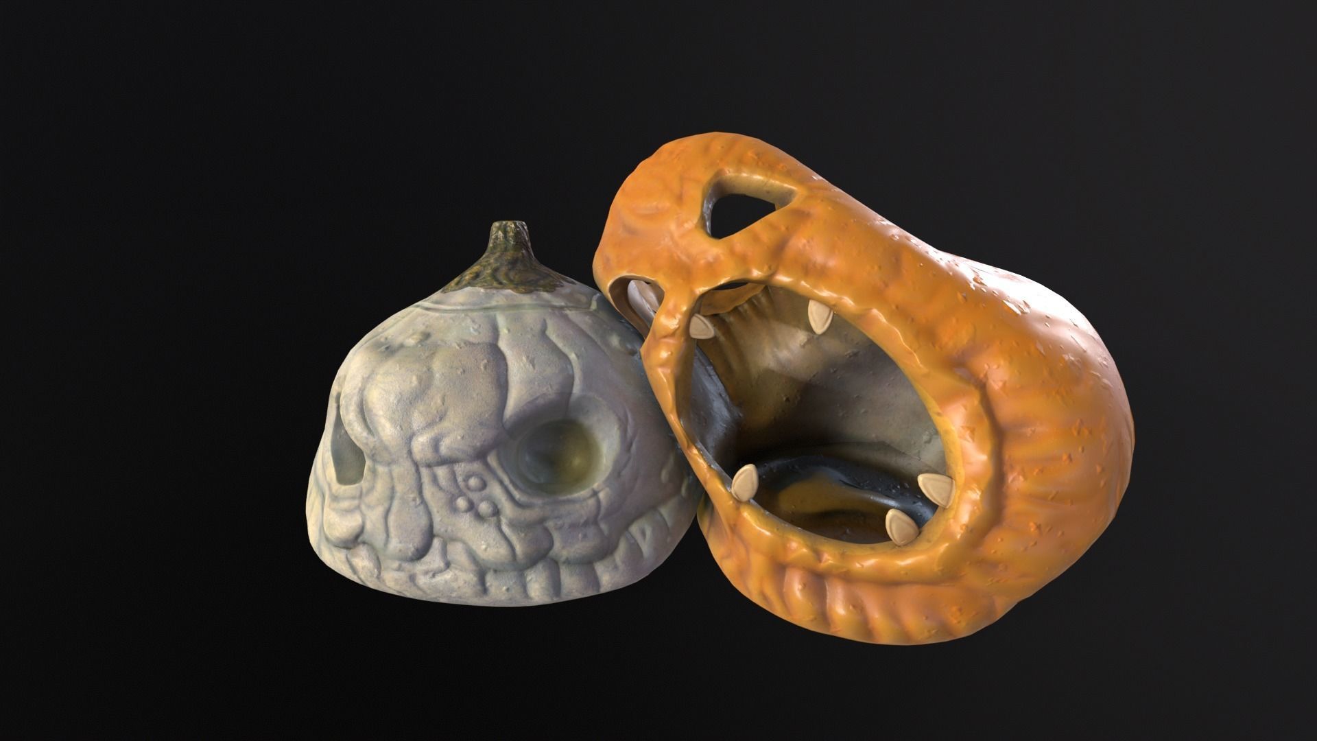 Halloween Rotten Pumpkins Low-poly 3D model_4