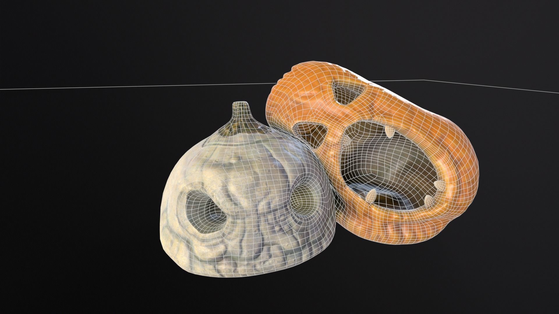 Halloween Rotten Pumpkins Low-poly 3D model_3